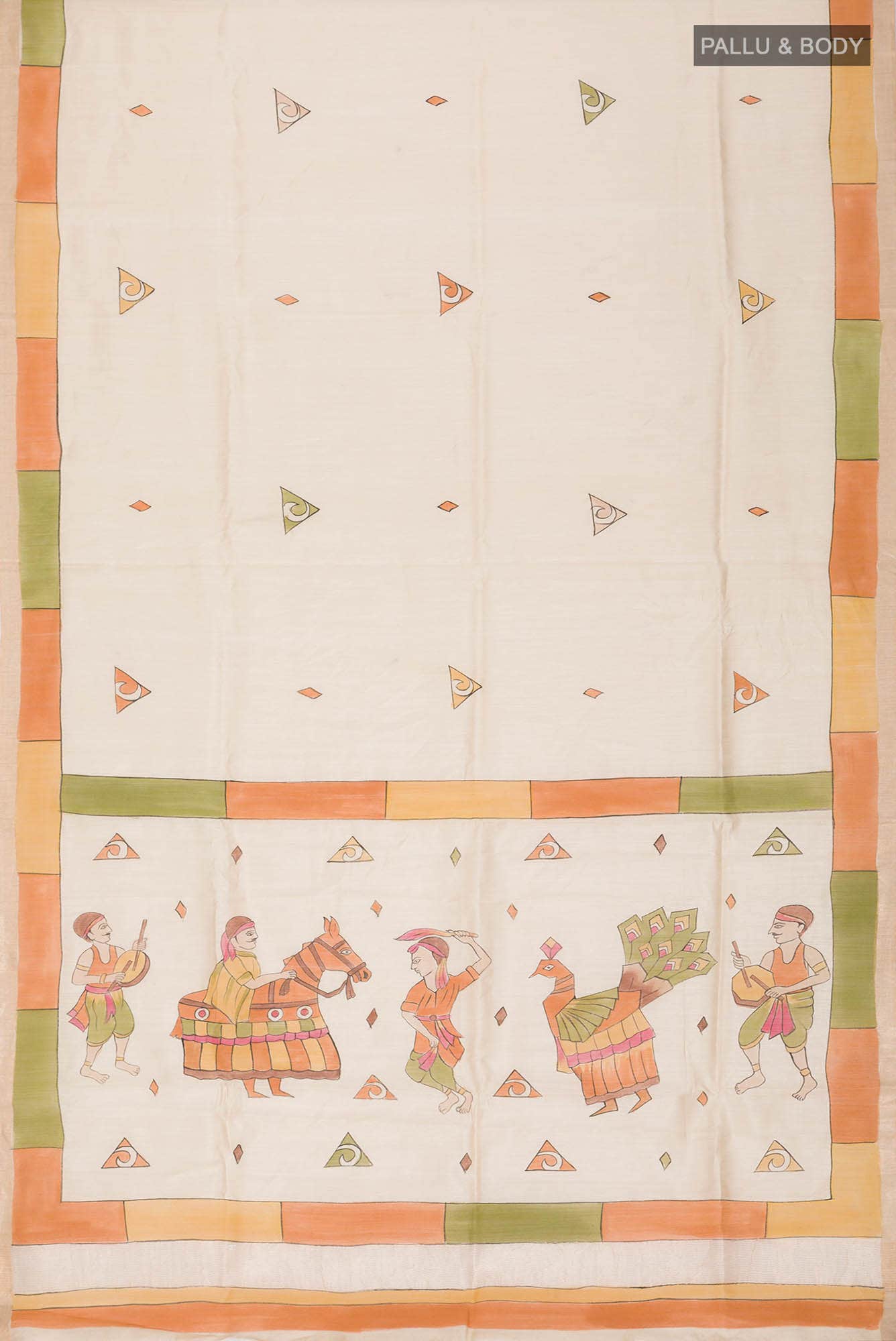 Beige Bhagalpuri Tussar Silk Saree