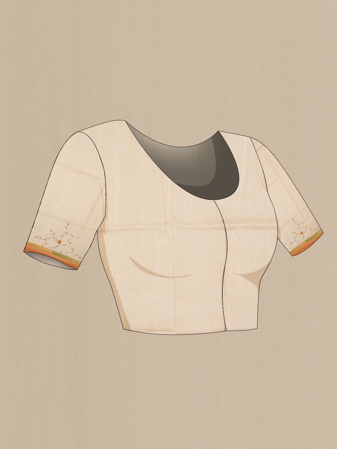 Beige Bhagalpuri Tussar Silk Saree