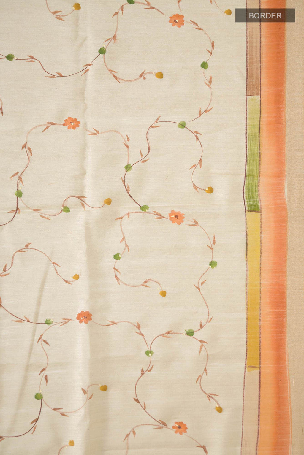 Beige Bhagalpuri Tussar Silk Saree
