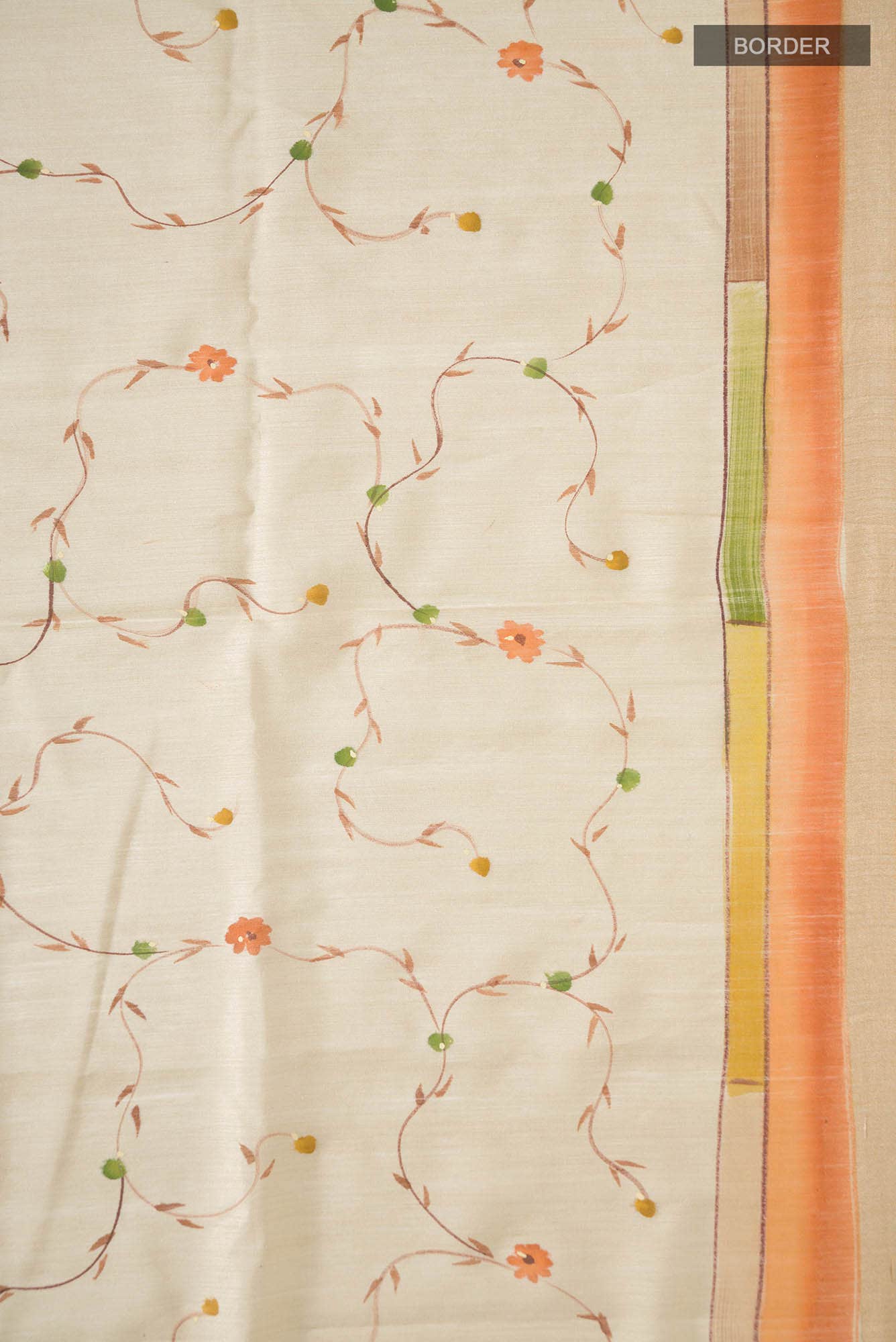 Beige Bhagalpuri Tussar Silk Saree