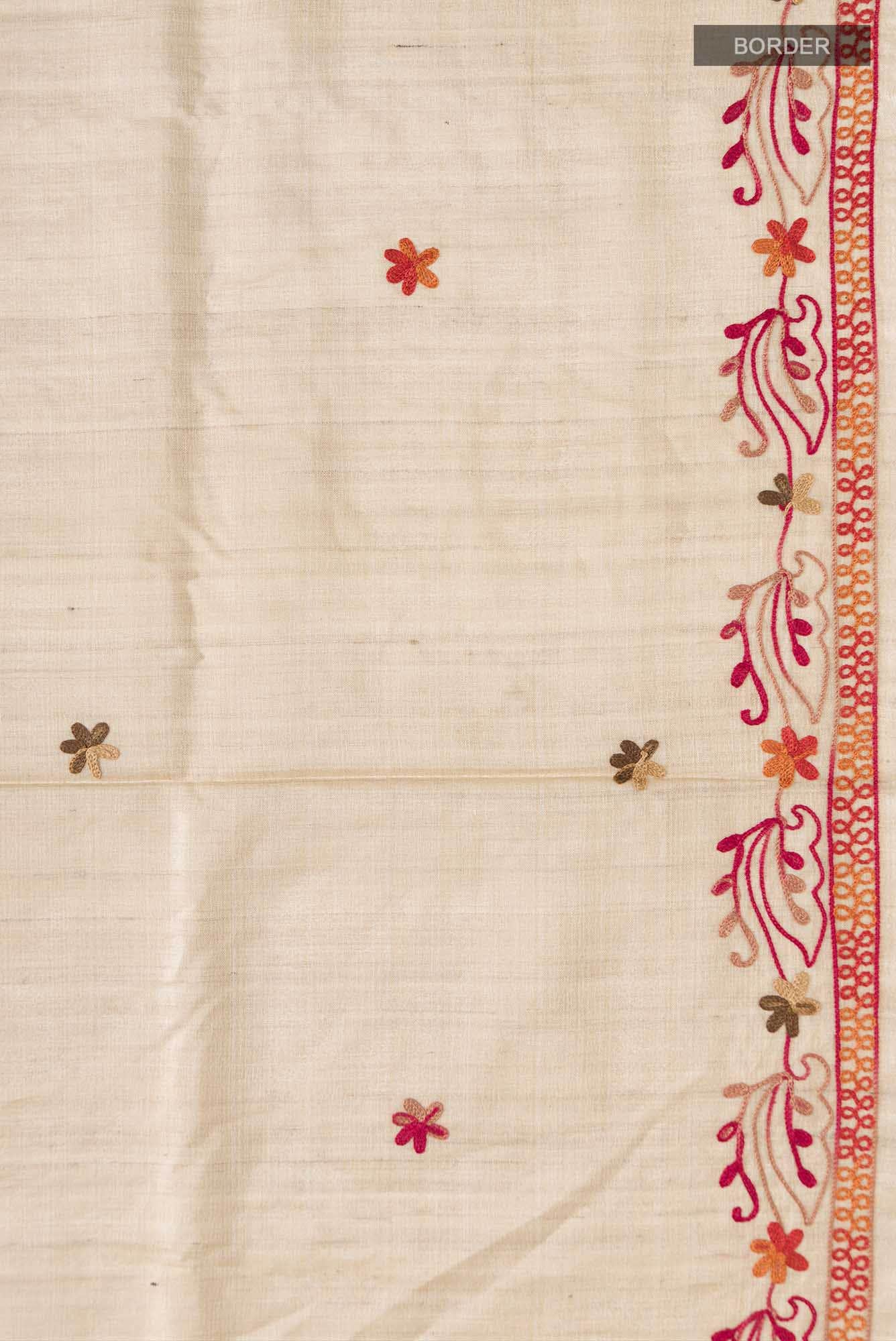 Beige Bhagalpuri Tussar Silk Saree