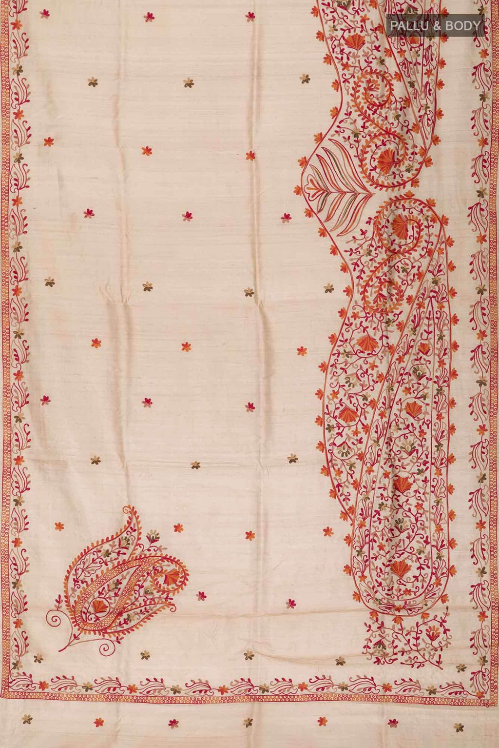 Beige Bhagalpuri Tussar Silk Saree