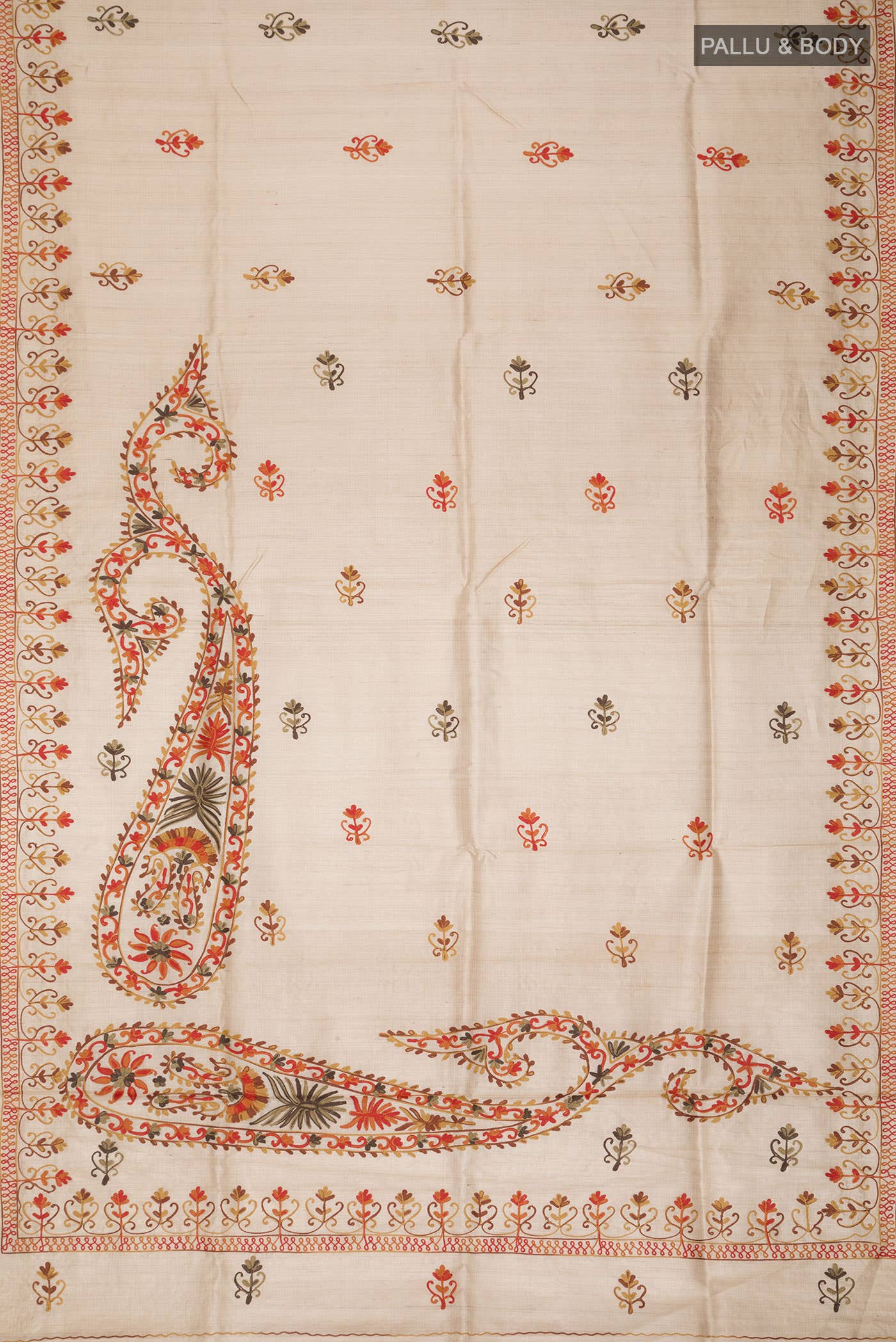 Beige Bhagalpuri Tussar Silk Saree