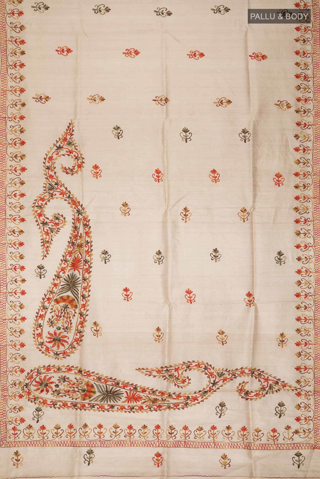 Beige Bhagalpuri Tussar Silk Saree