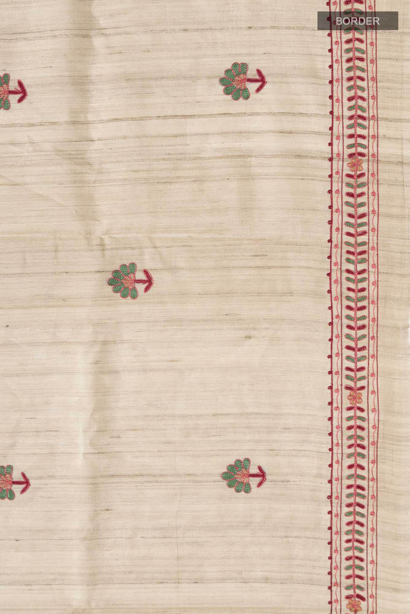 Beige Bhagalpuri Tussar Silk Saree