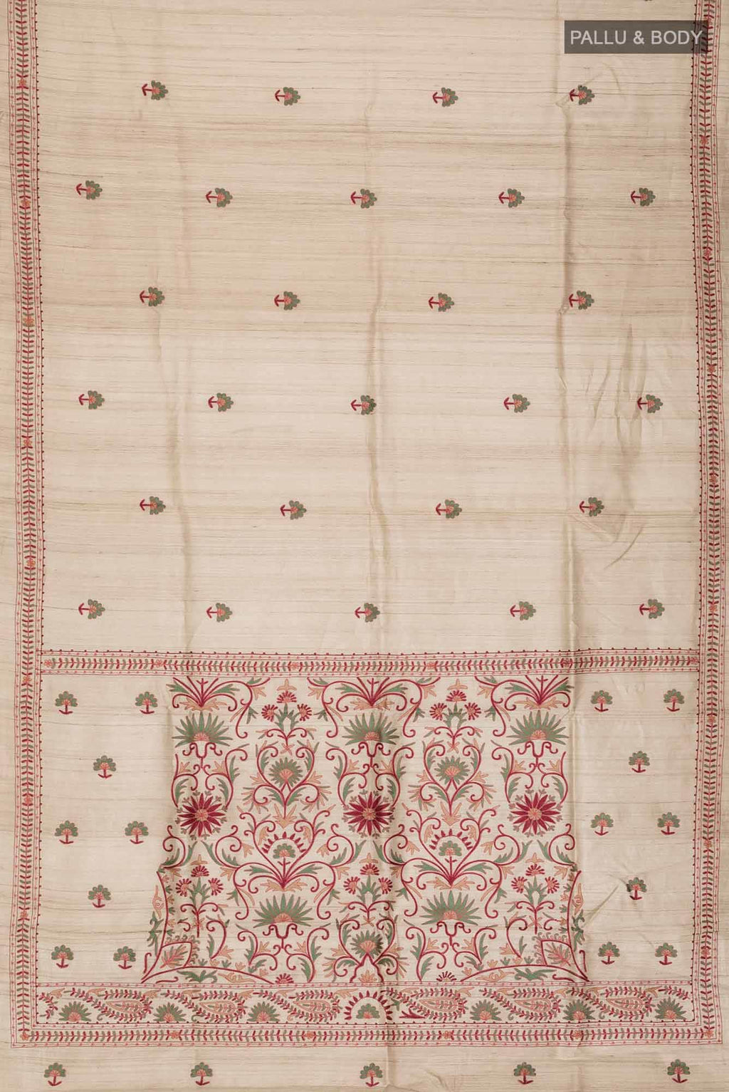 Beige Bhagalpuri Tussar Silk Saree