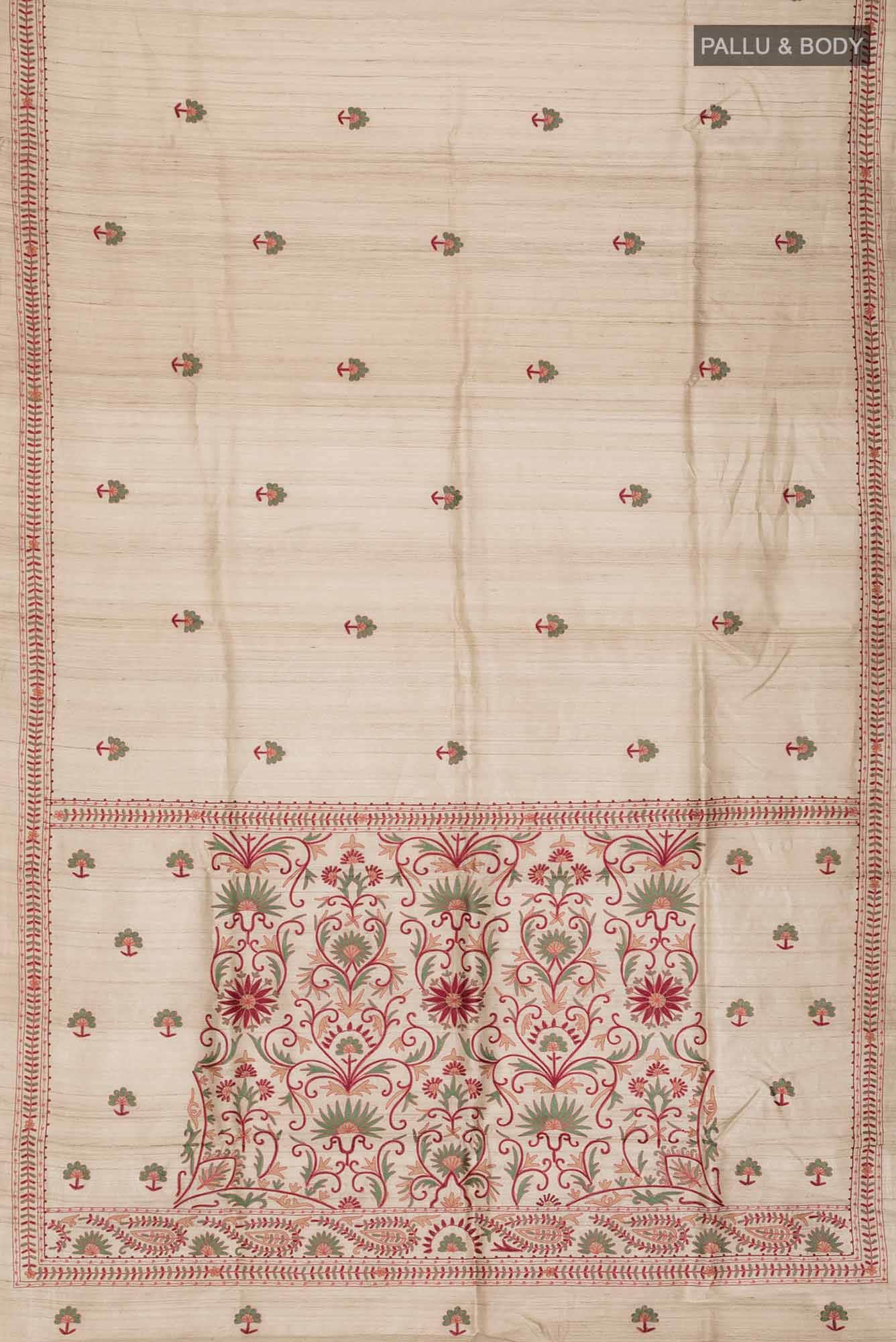 Beige Bhagalpuri Tussar Silk Saree
