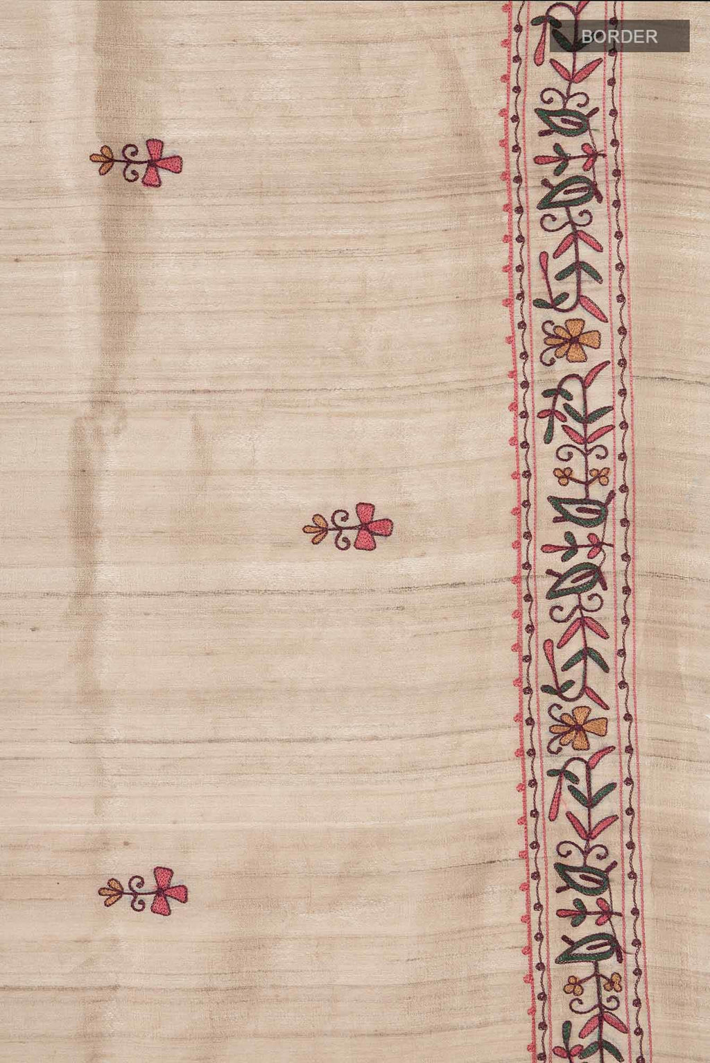 Beige Bhagalpuri Tussar Silk Saree