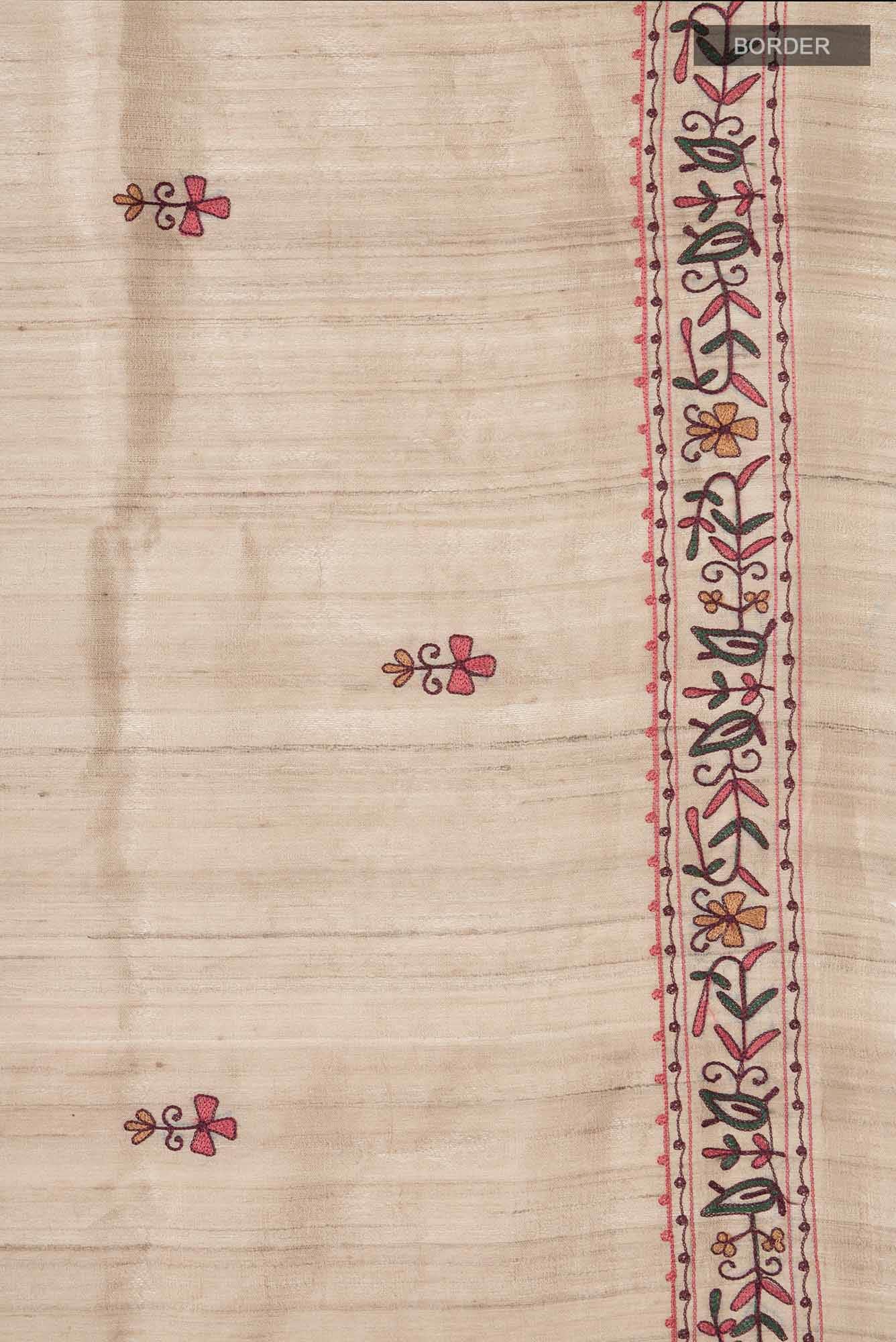 Beige Bhagalpuri Tussar Silk Saree