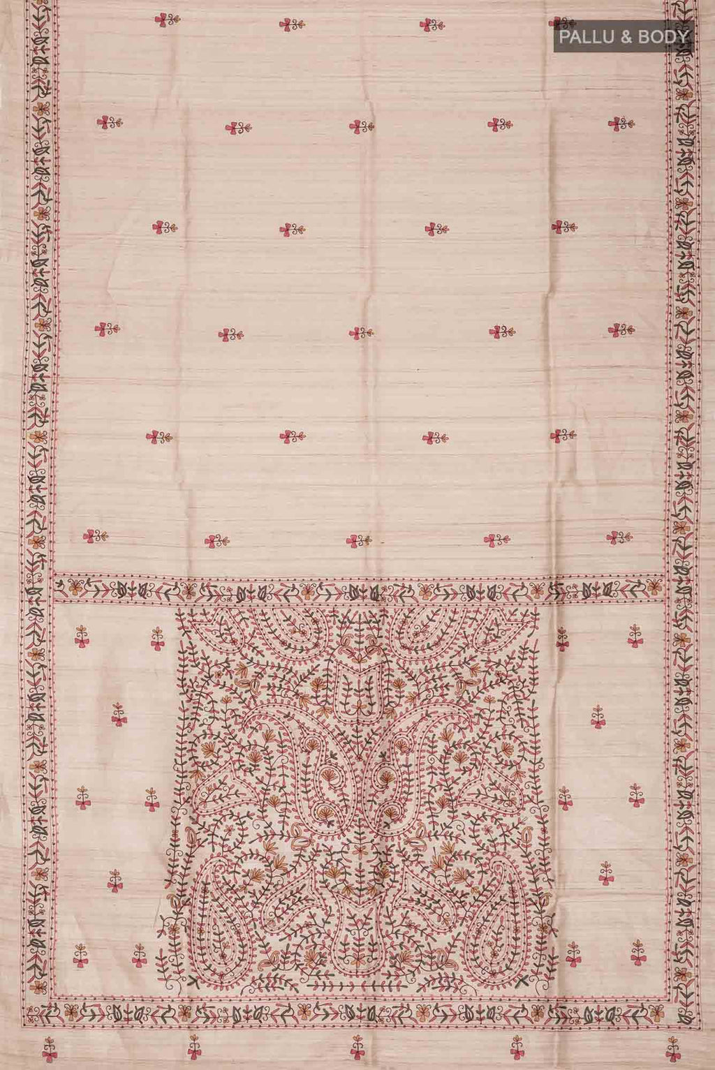Beige Bhagalpuri Tussar Silk Saree