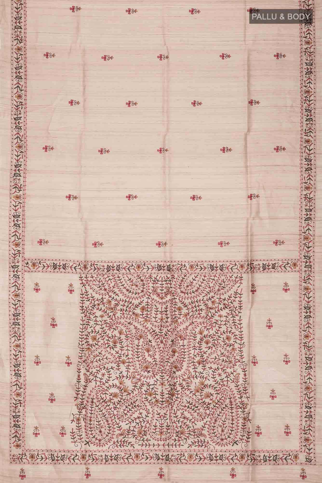 Beige Bhagalpuri Tussar Silk Saree