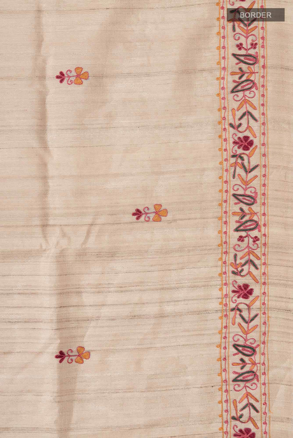 Beige Bhagalpuri Tussar Silk Saree