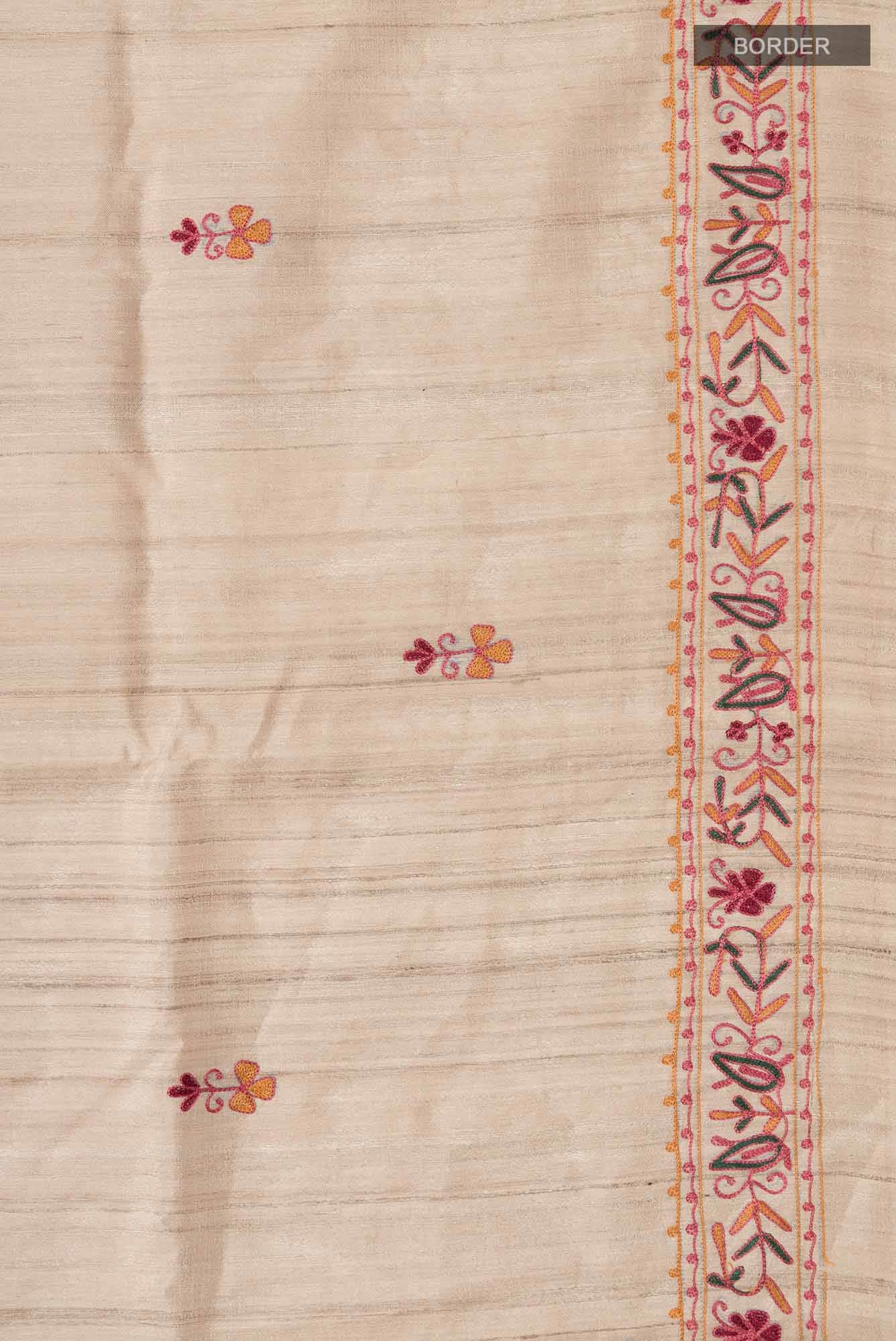 Beige Bhagalpuri Tussar Silk Saree