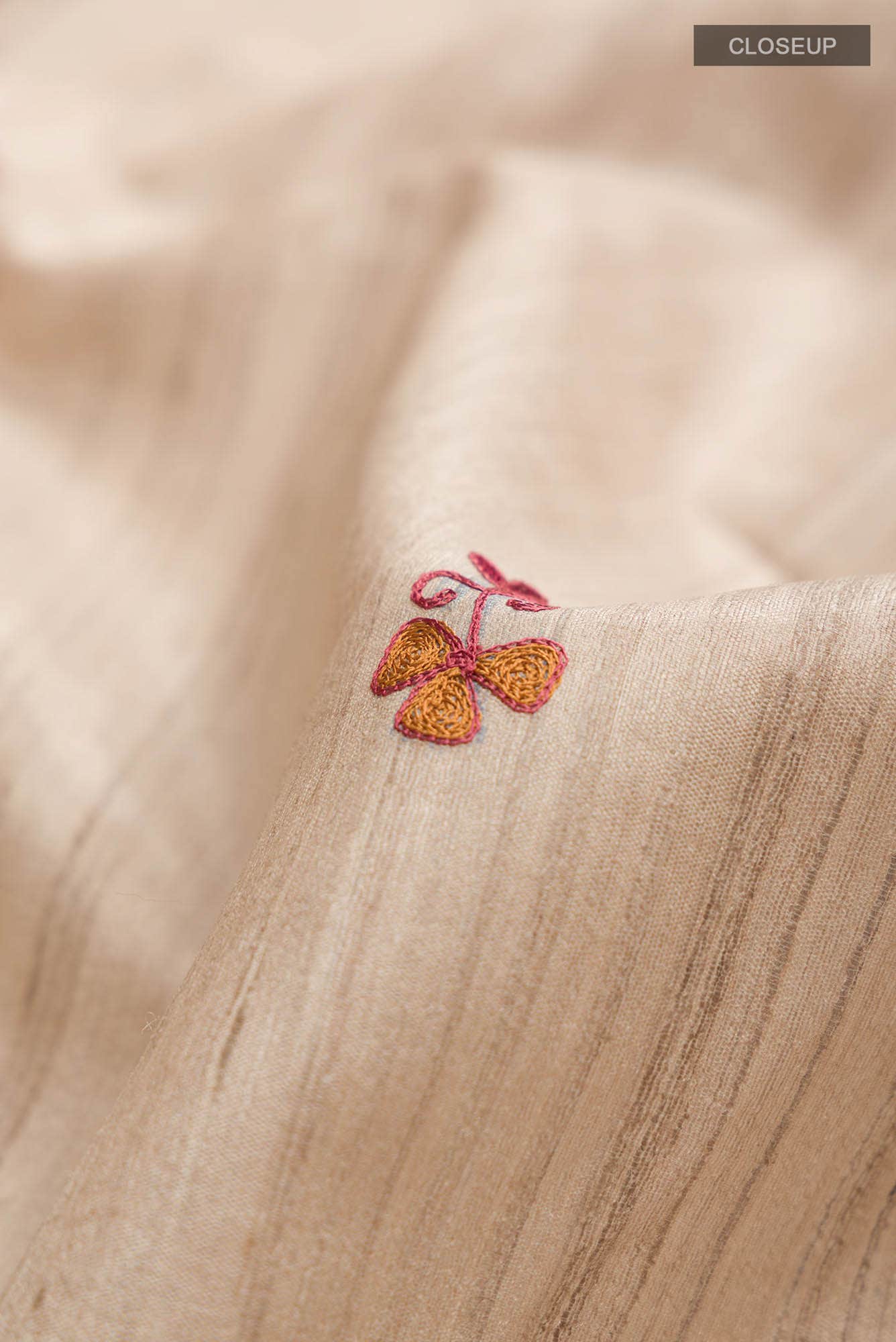 Beige Bhagalpuri Tussar Silk Saree