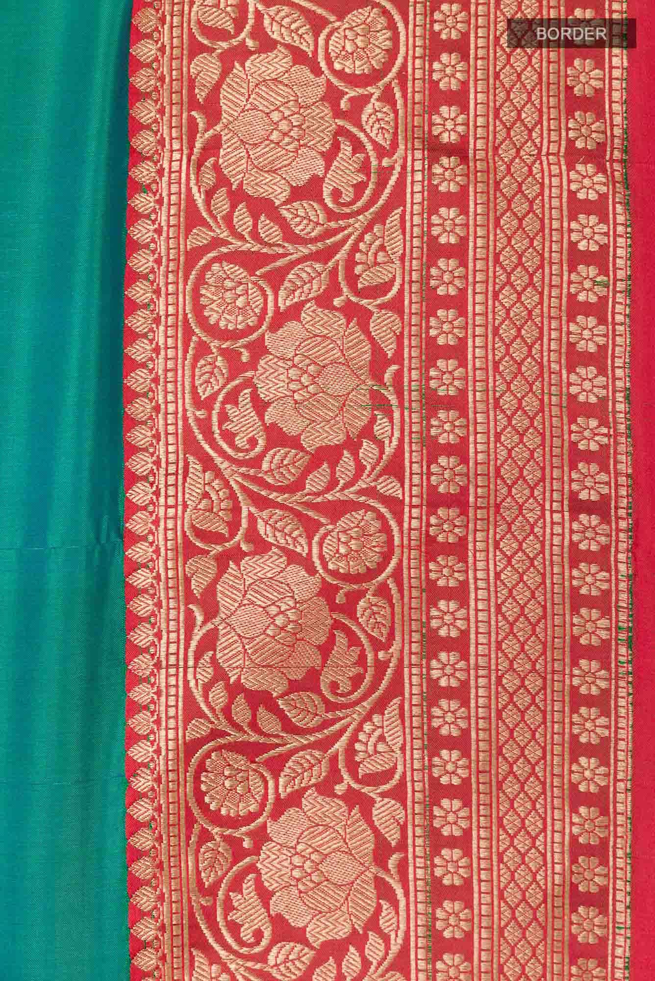 Peacock Blue Banarasi Katan Silk Saree