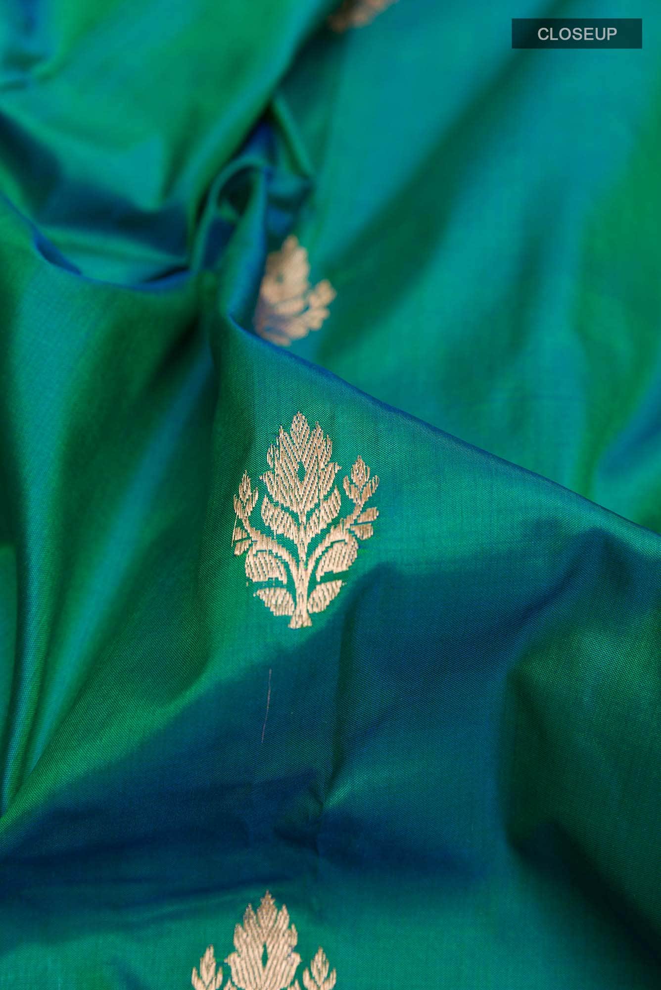 Peacock Blue Banarasi Katan Silk Saree