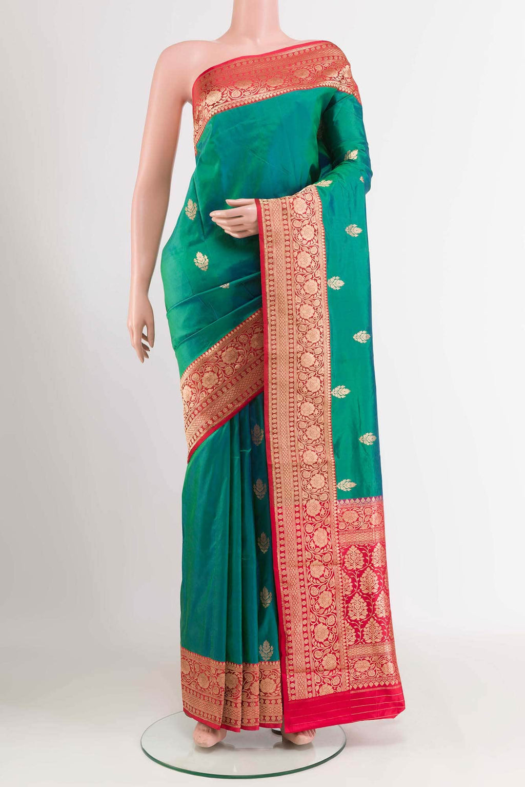 Peacock Blue Banarasi Katan Silk Saree