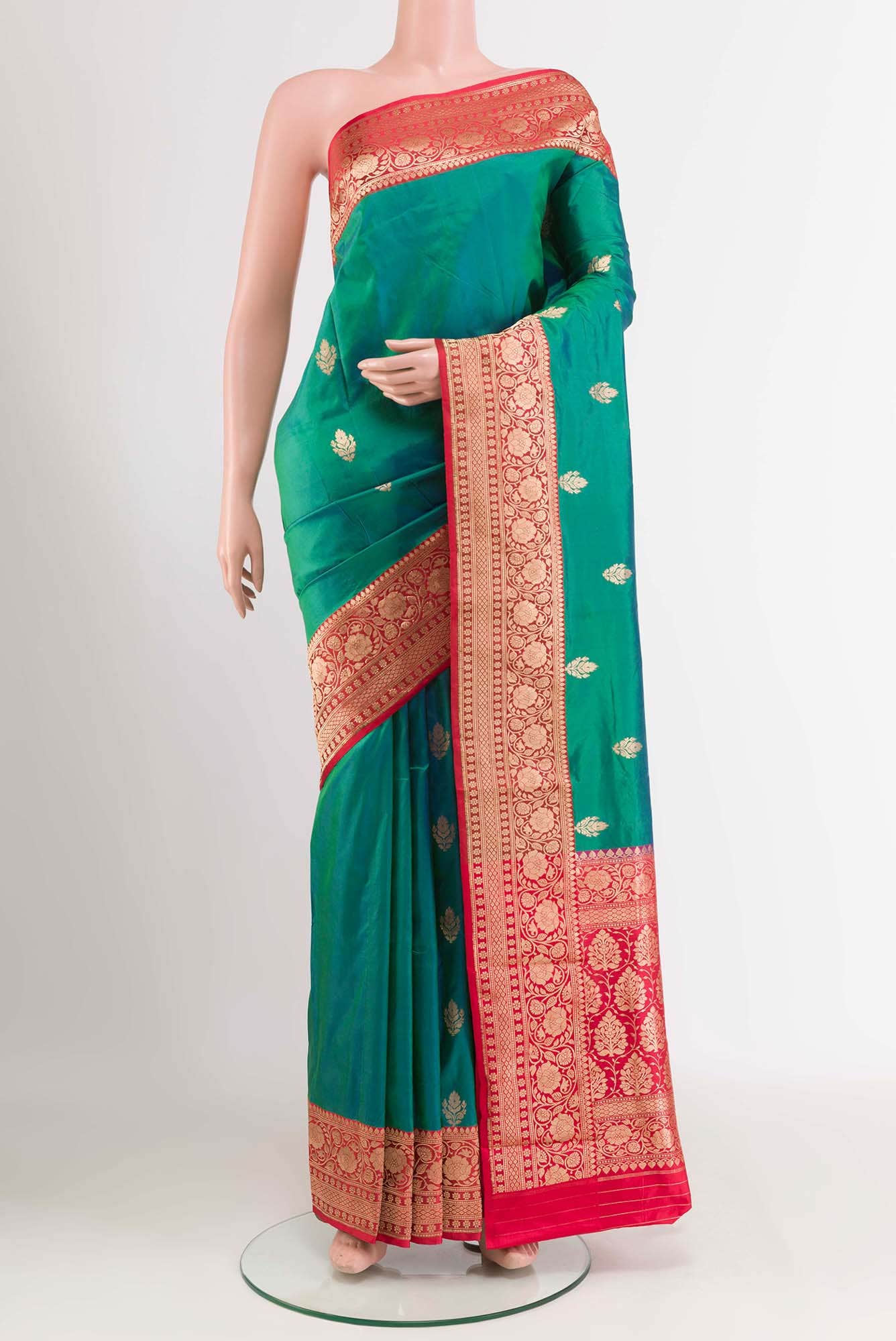 Peacock Blue Banarasi Katan Silk Saree