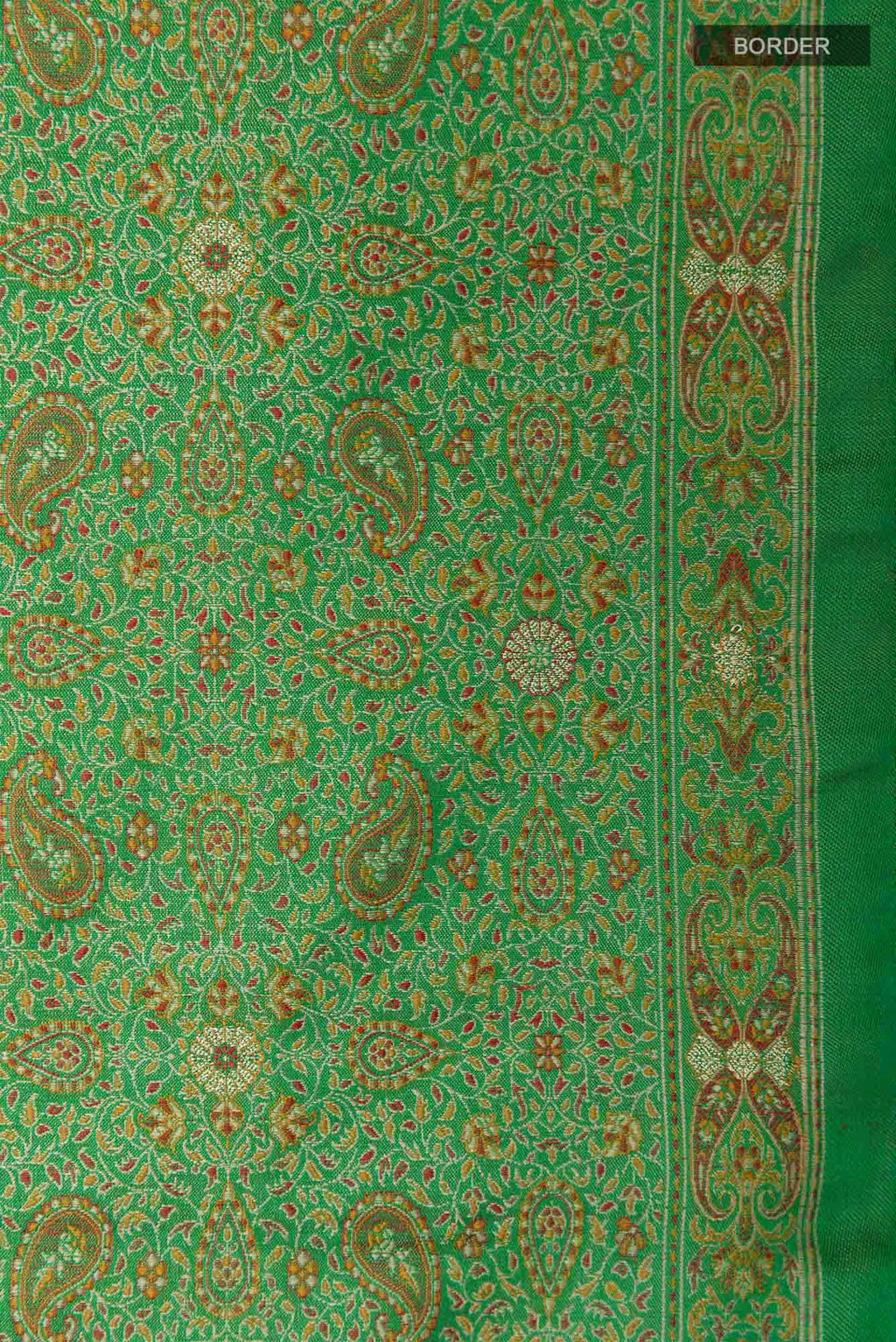 Green Banarasi Tanchoi Silk Saree
