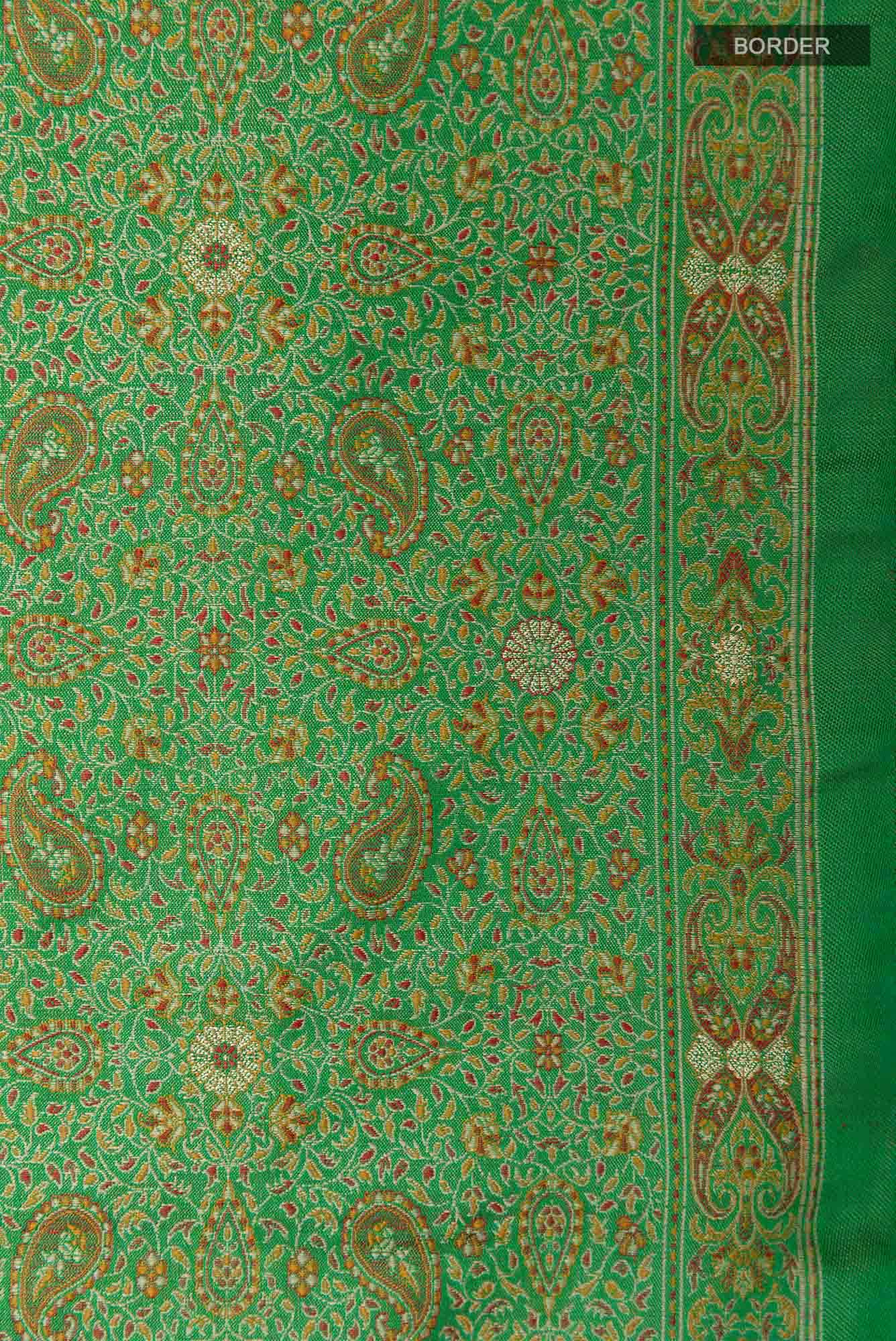 Green Banarasi Tanchoi Silk Saree
