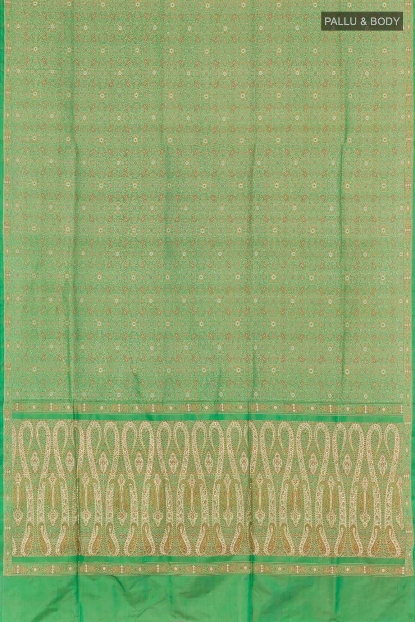 Green Banarasi Tanchoi Silk Saree