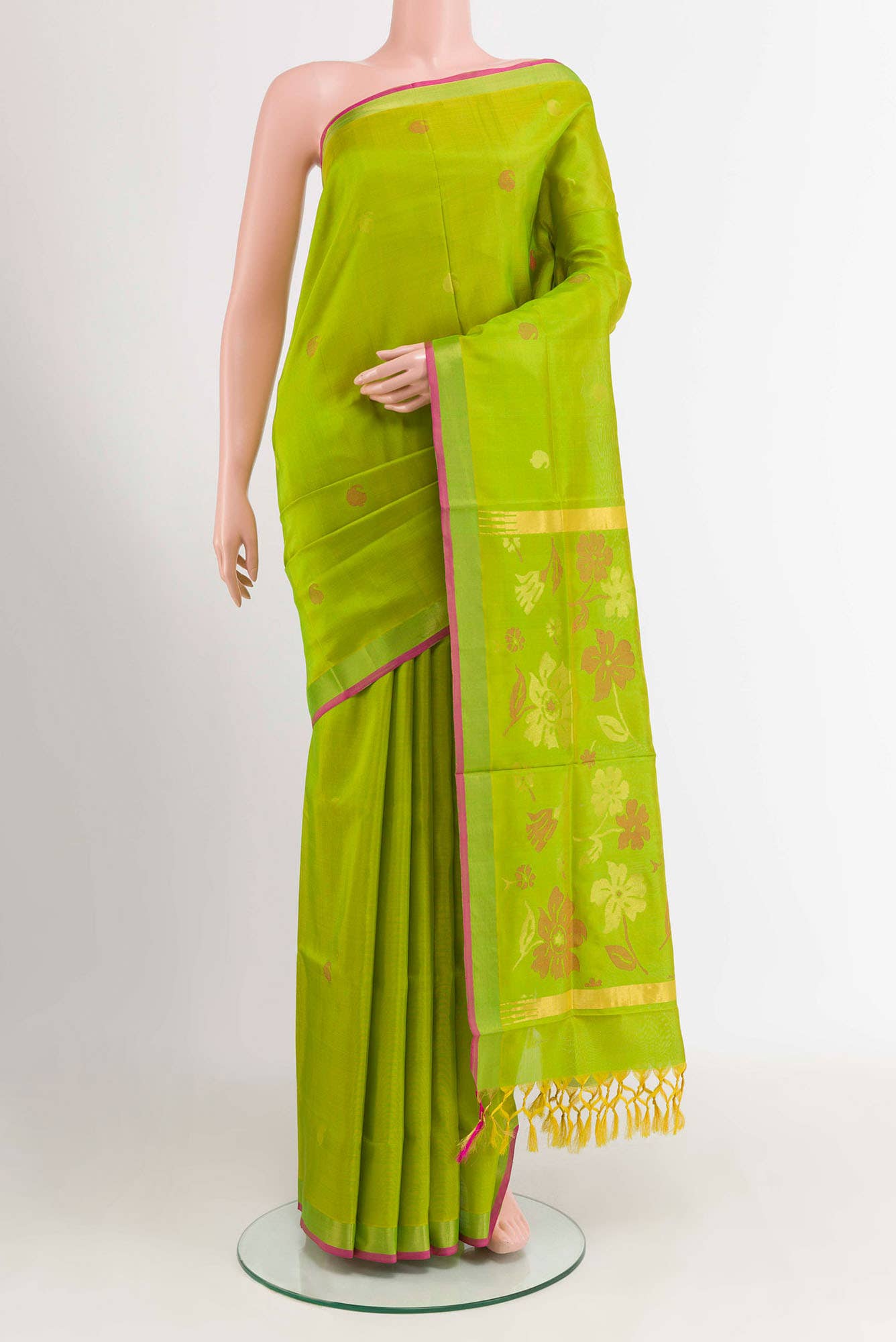 Parrot Green Uppada Silk Saree