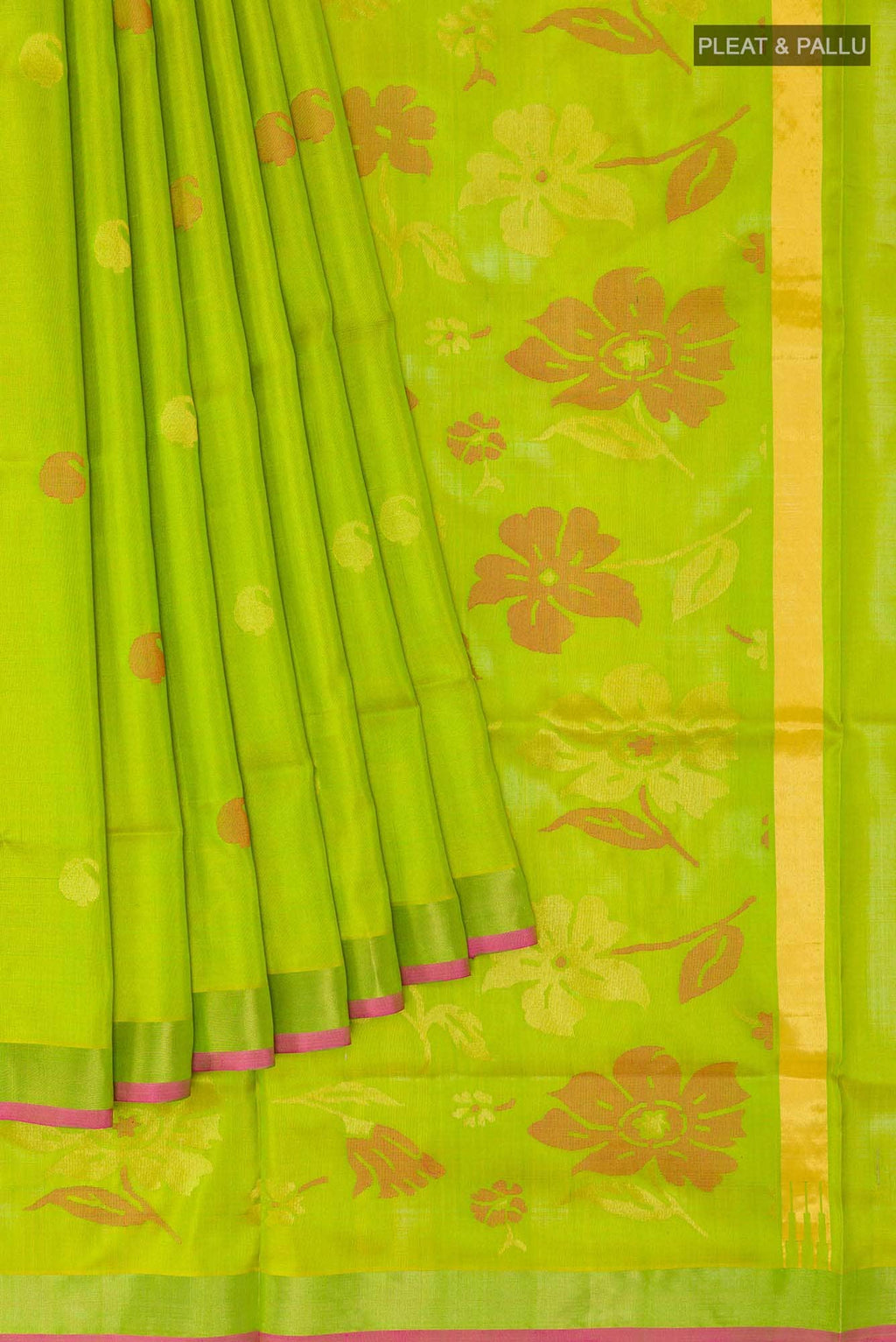 Parrot Green Uppada Silk Saree