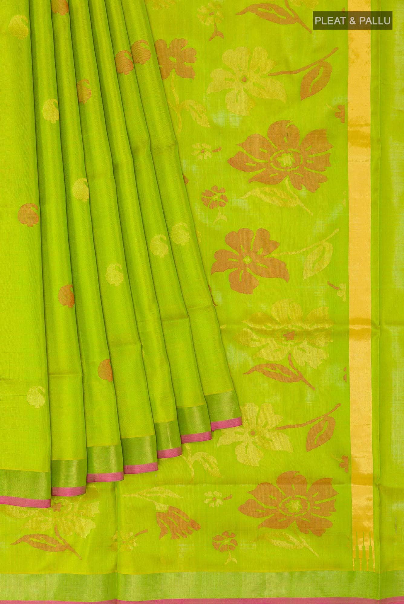 Parrot Green Uppada Silk Saree
