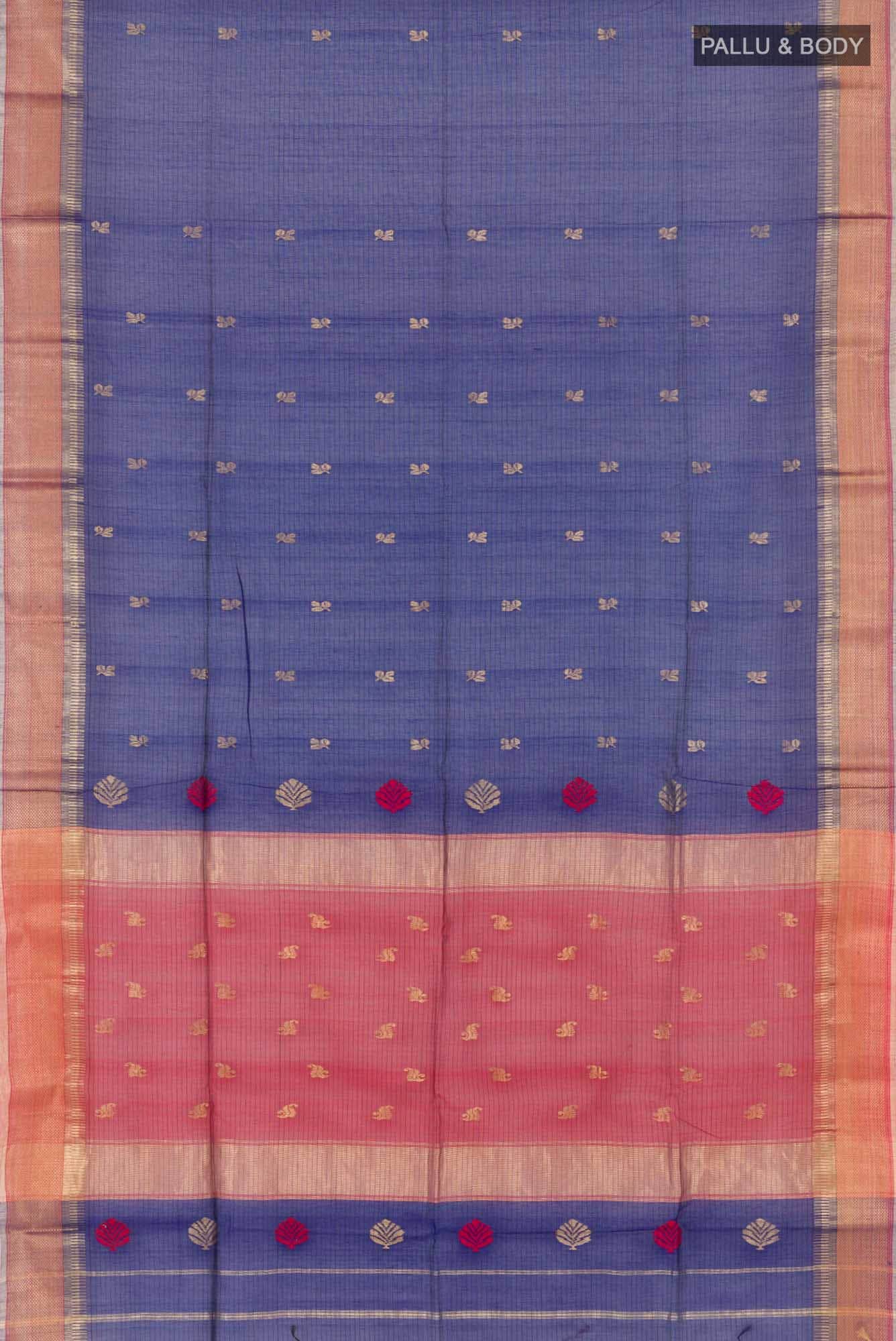 Dark Blue Blended Maheshwari Silk Cotton Saree