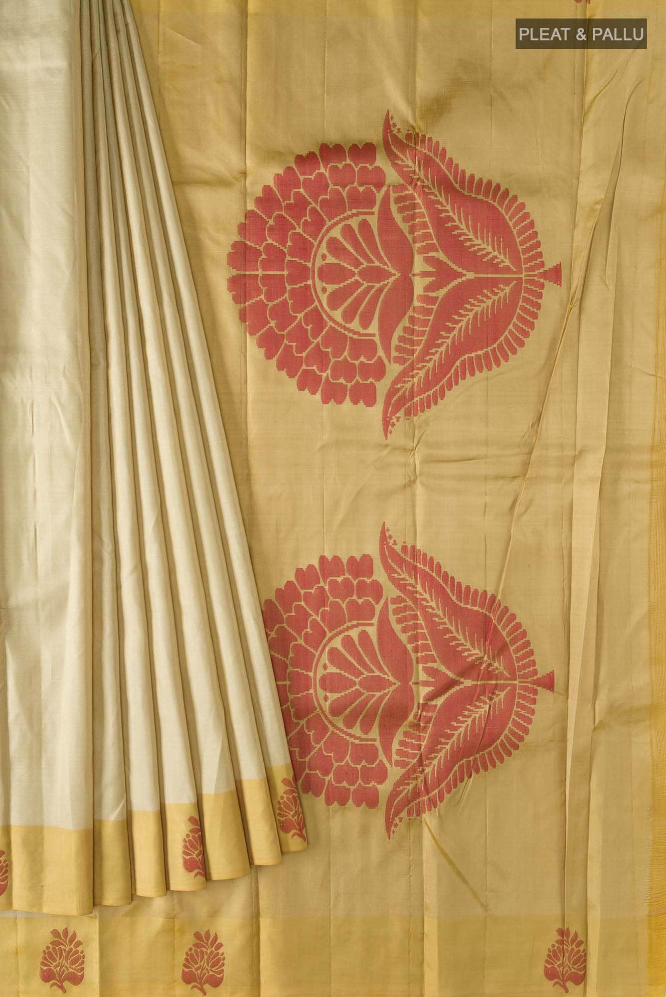 Beige Kanchipuram Silk Saree