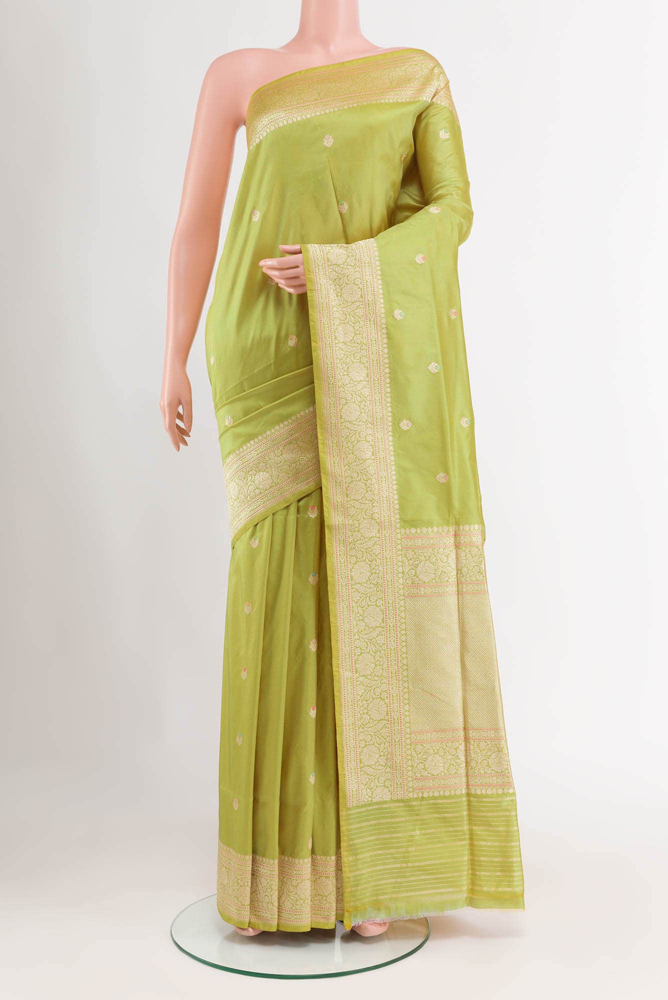 Olive Green Banarasi Silk Saree
