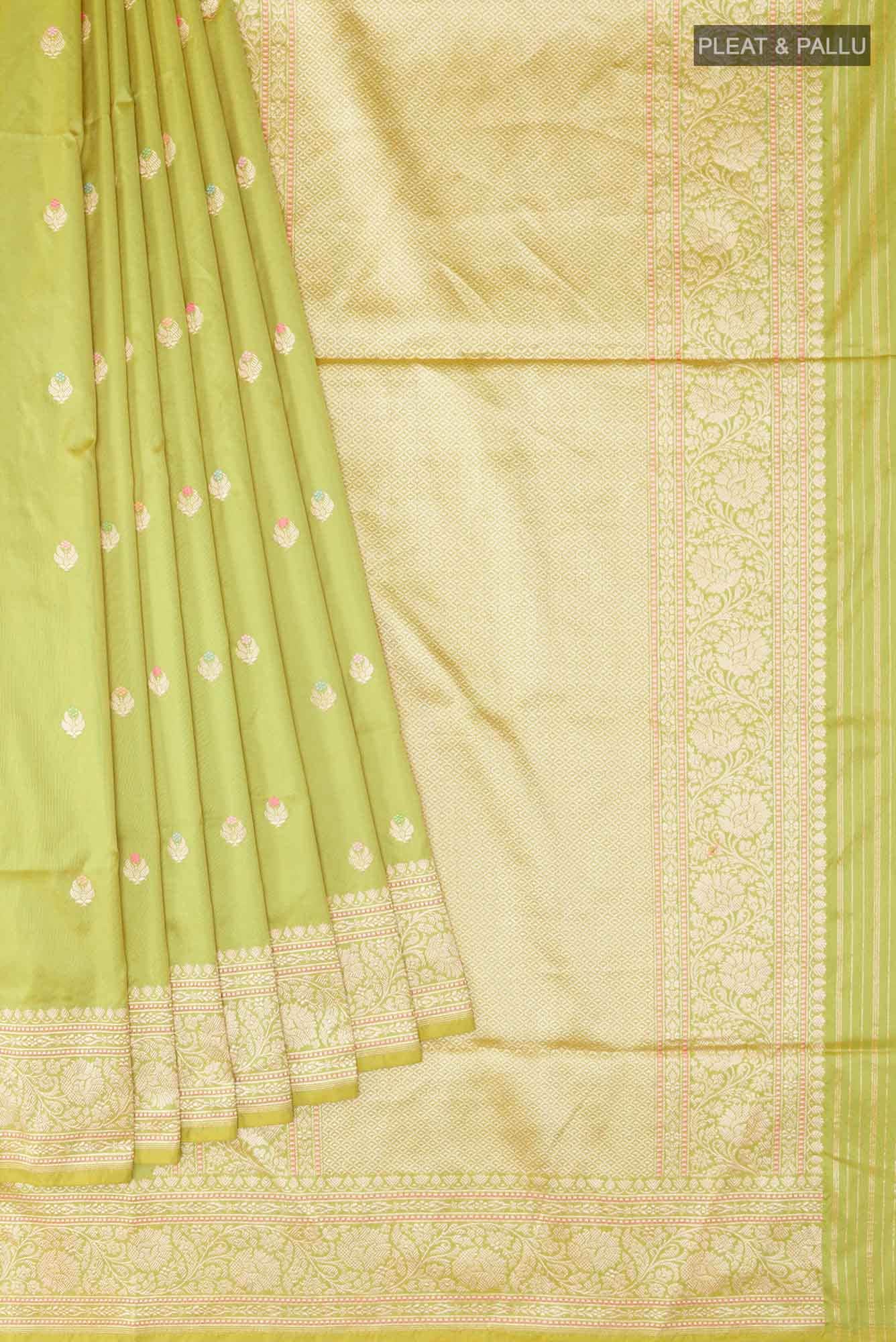 Olive Green Banarasi Silk Saree