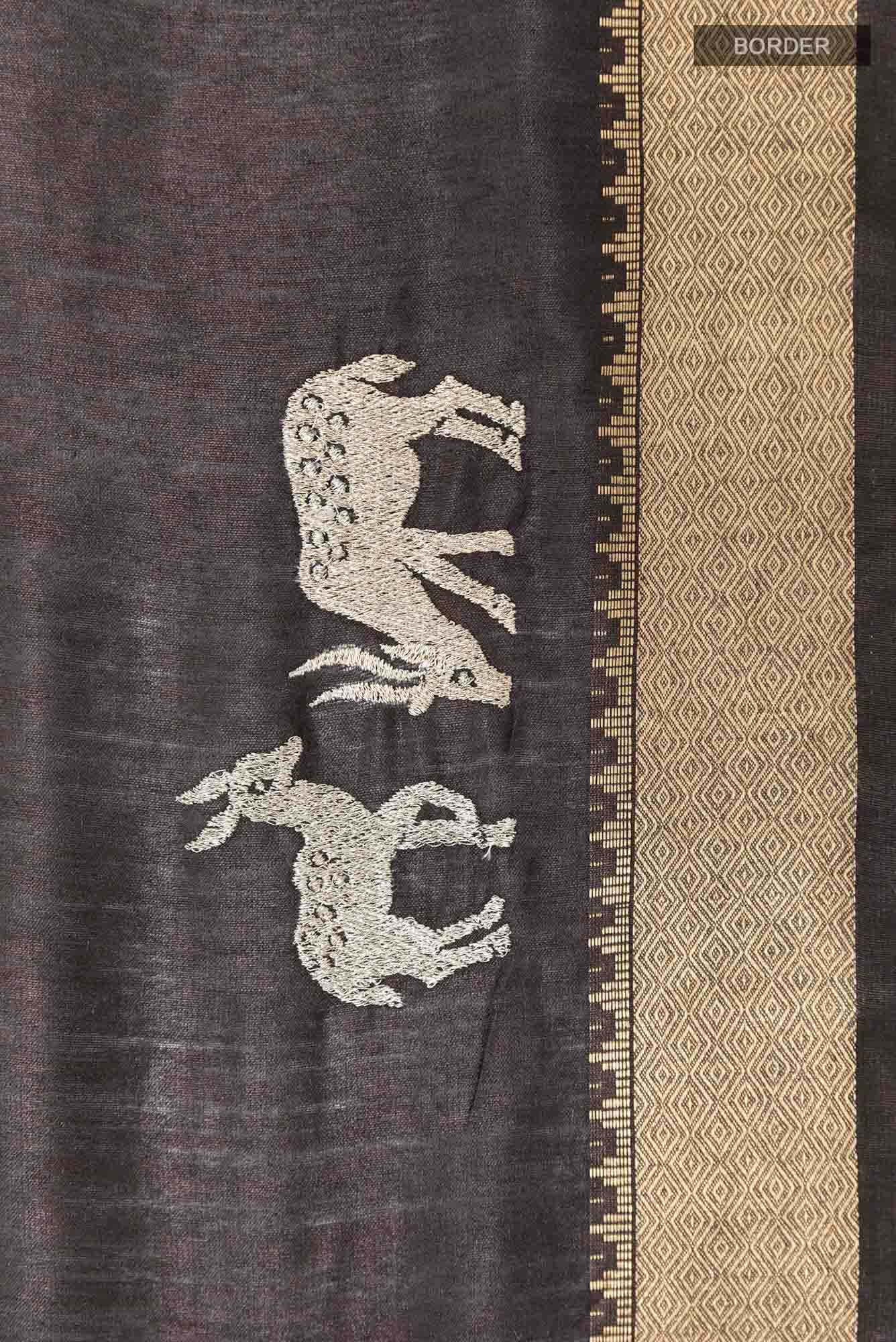 Black Tussar Saree