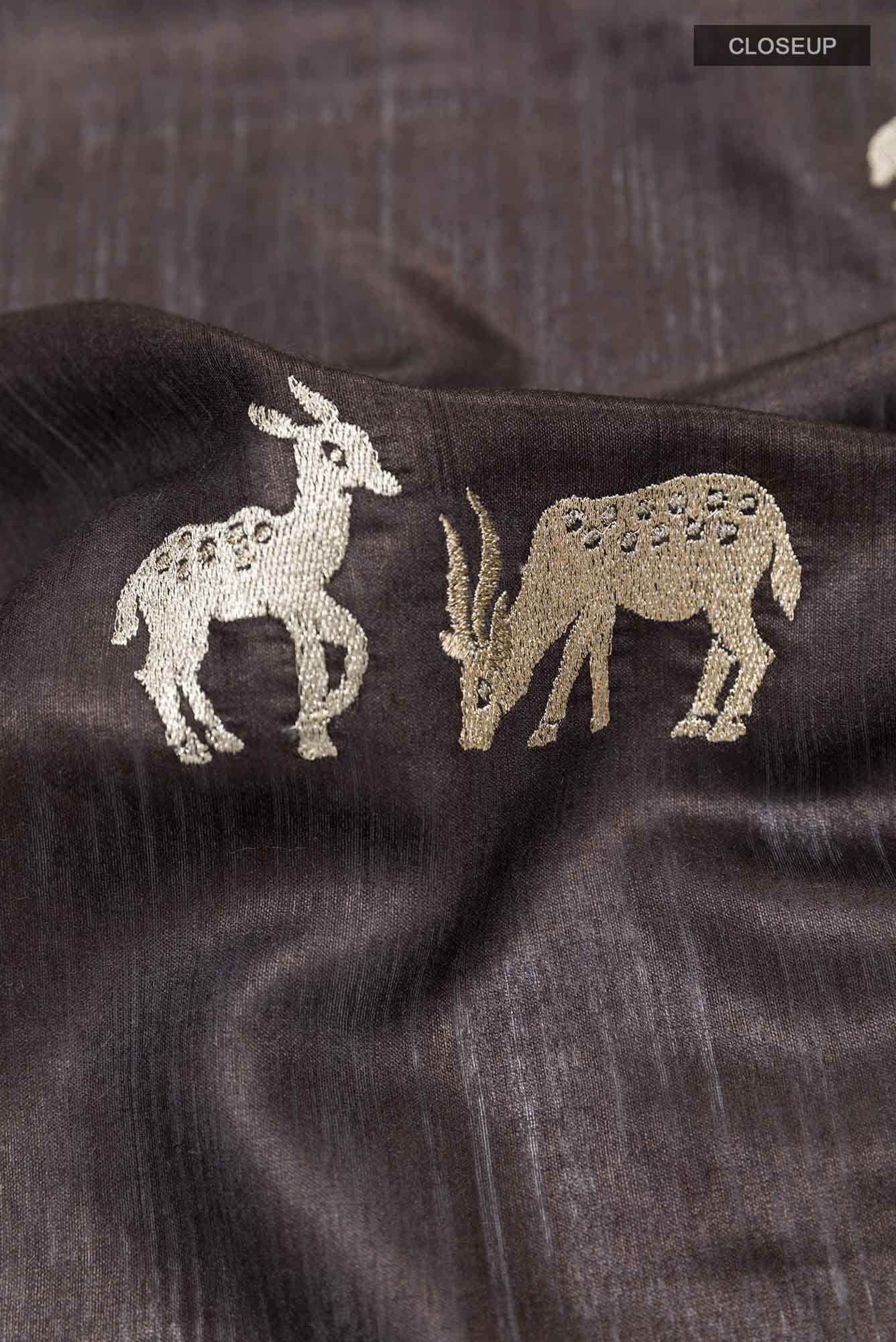 Black Tussar Saree