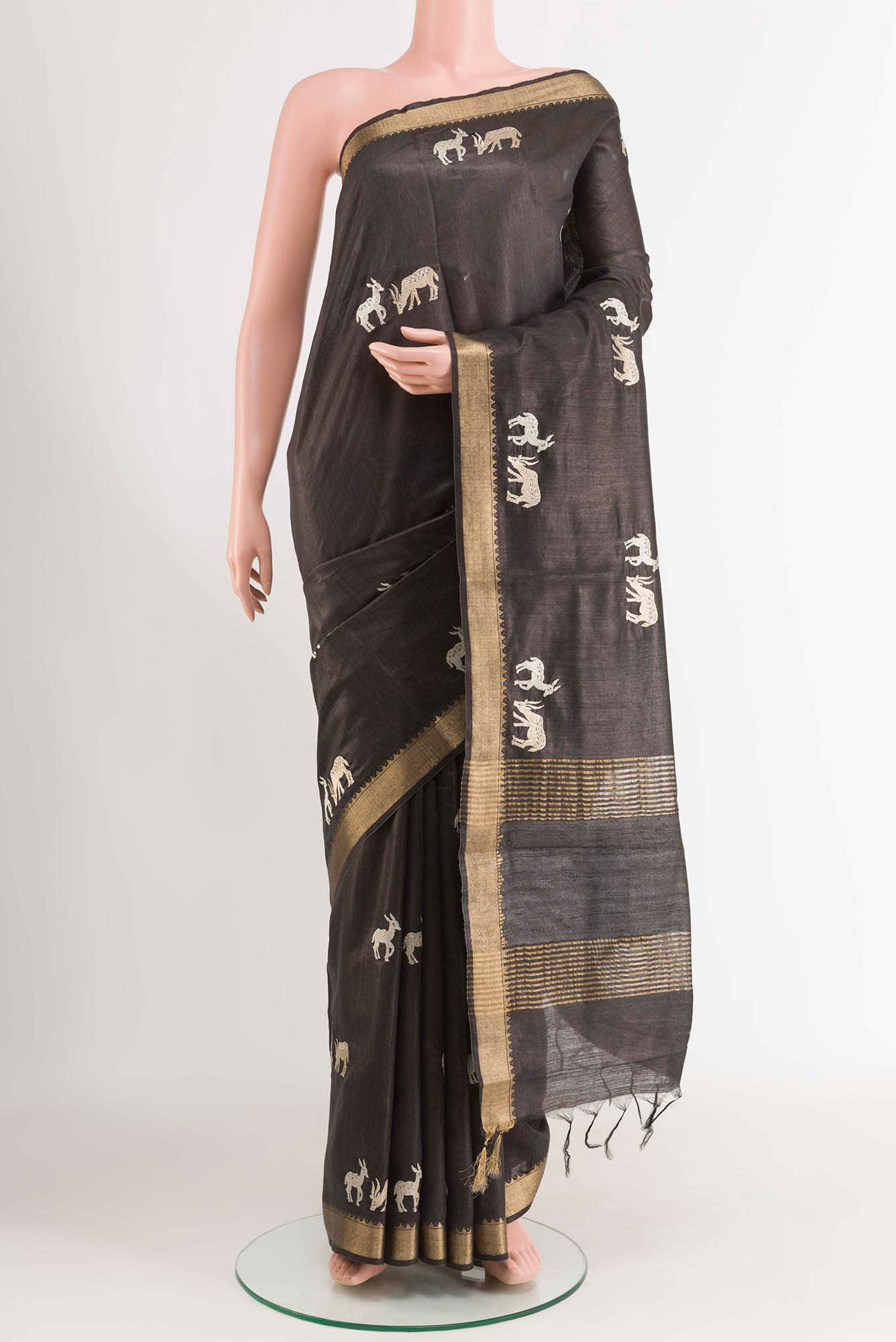 Black Tussar Saree