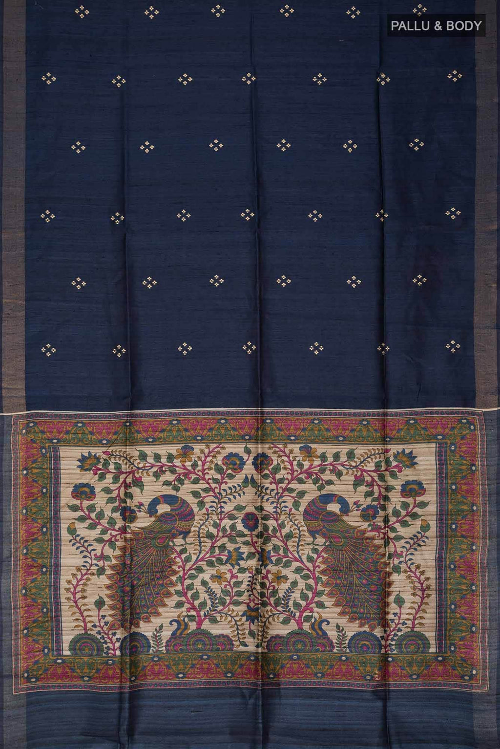Blue Bhagalpuri Tussar Silk Saree