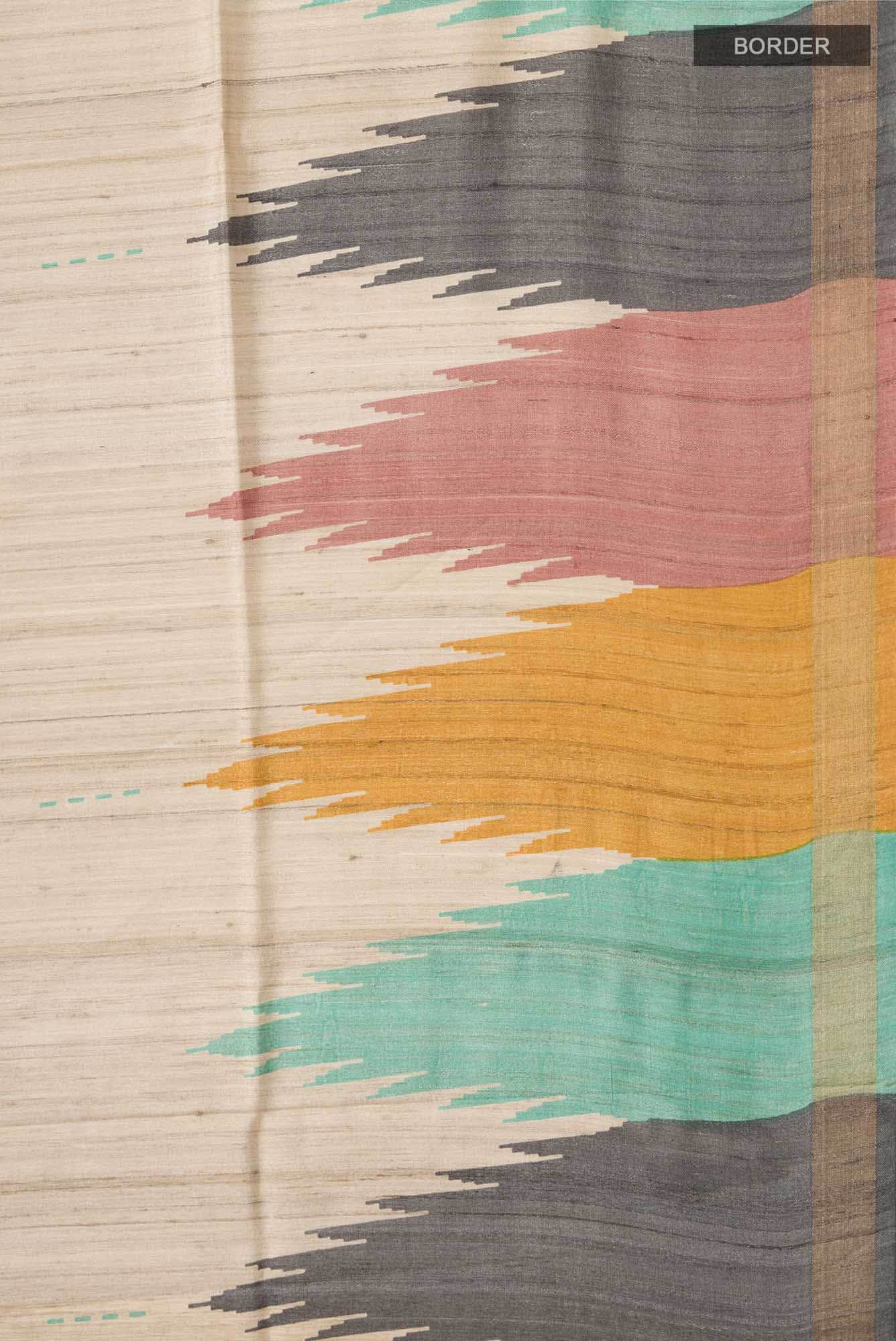 Beige Bhagalpuri Tussar Silk Saree