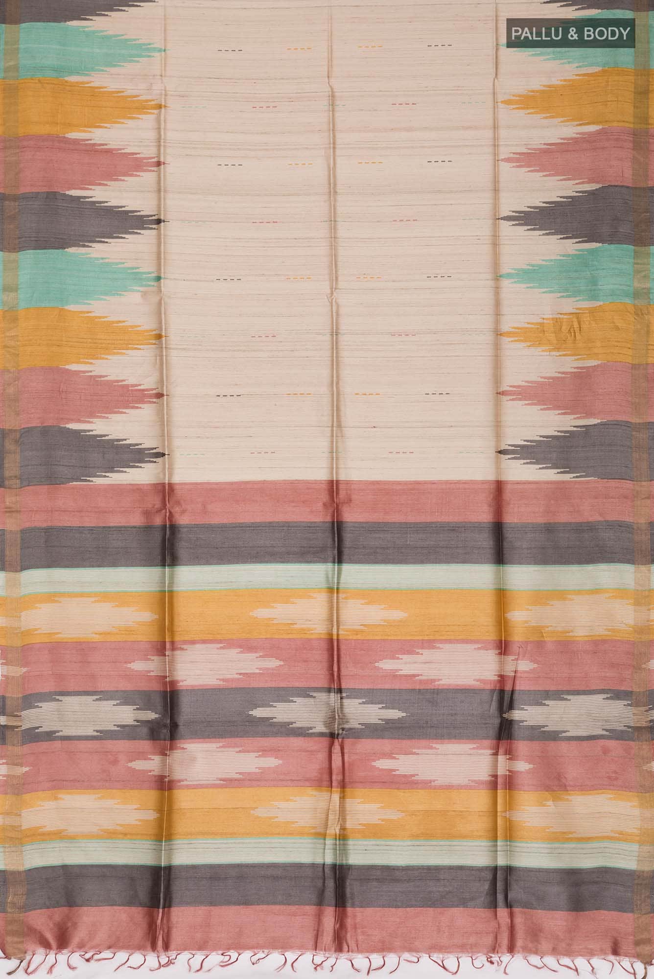 Beige Bhagalpuri Tussar Silk Saree