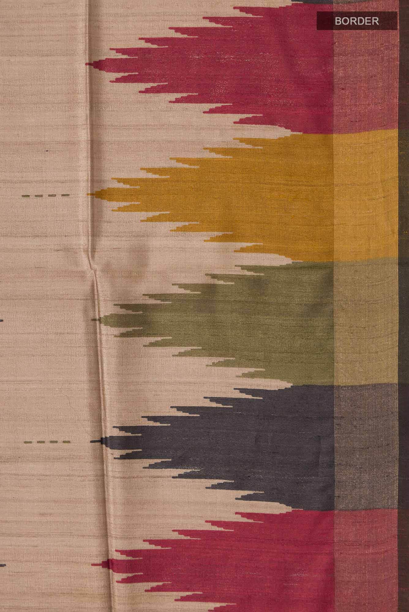 Beige Bhagalpuri Tussar Silk Saree