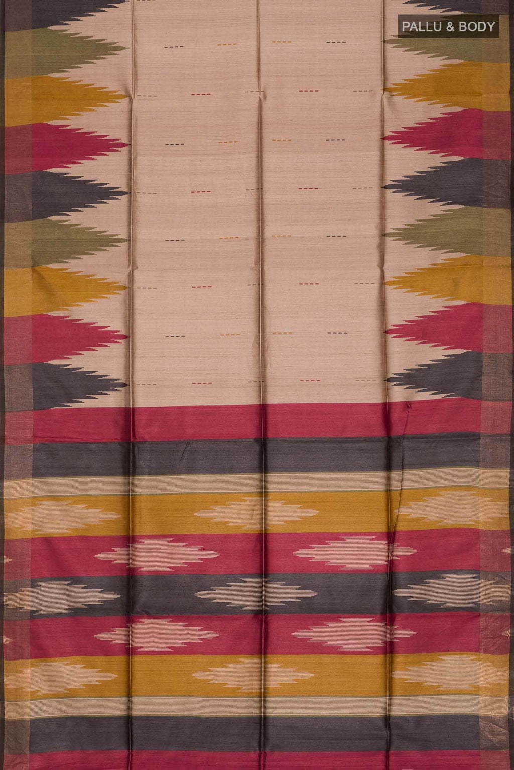 Beige Bhagalpuri Tussar Silk Saree