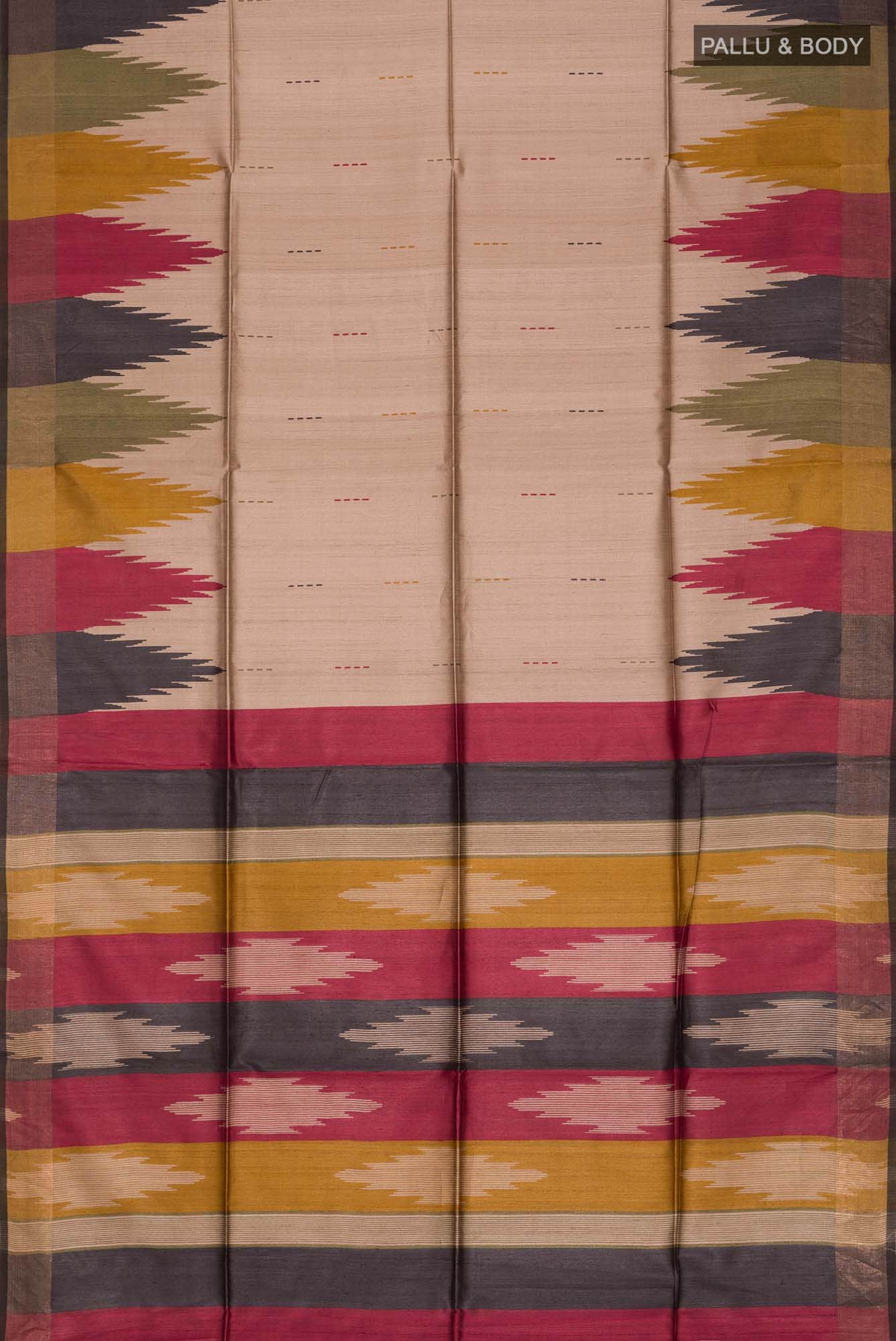 Beige Bhagalpuri Tussar Silk Saree
