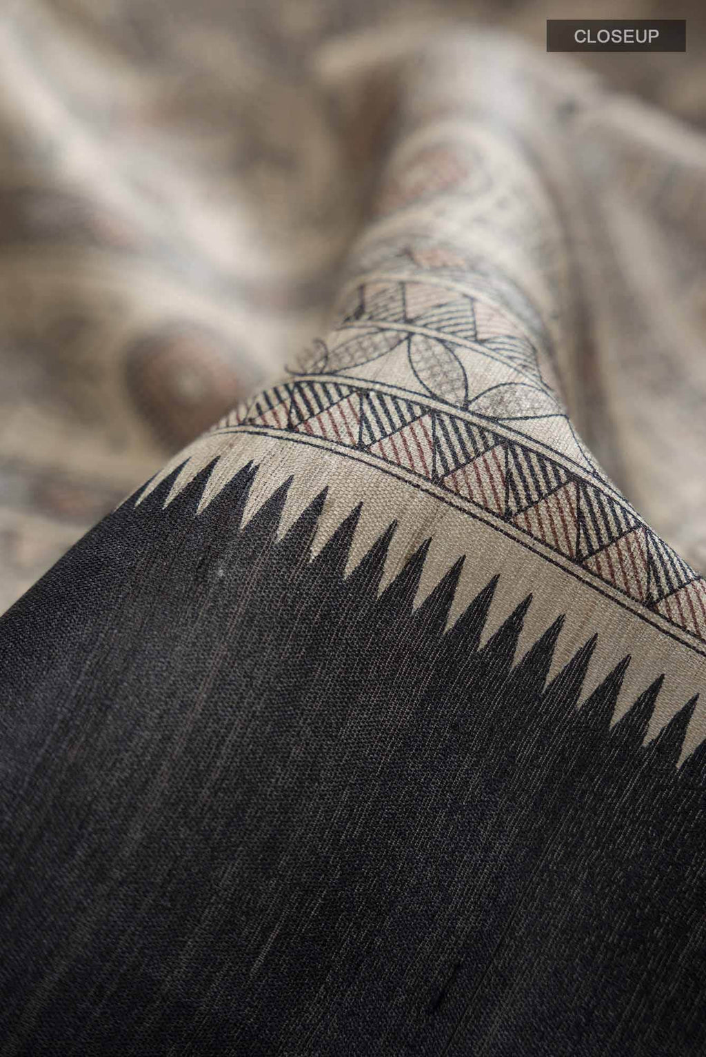 Grey Bhagalpuri Tussar Silk Saree