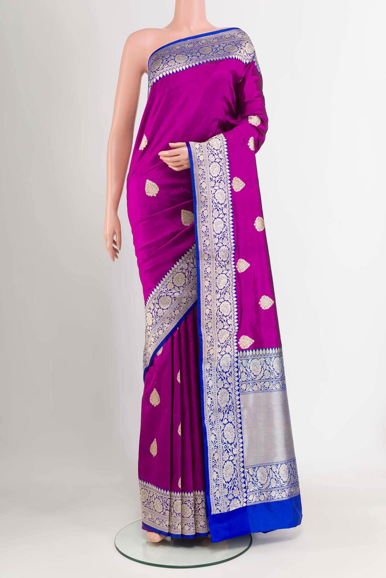 Magenta Banarasi Katan Silk Saree