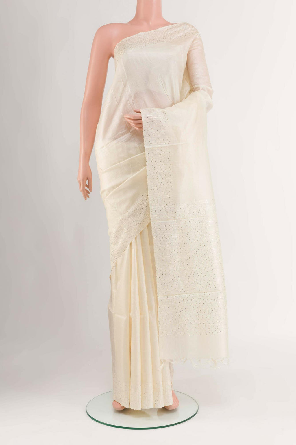 Off White Tussar Saree