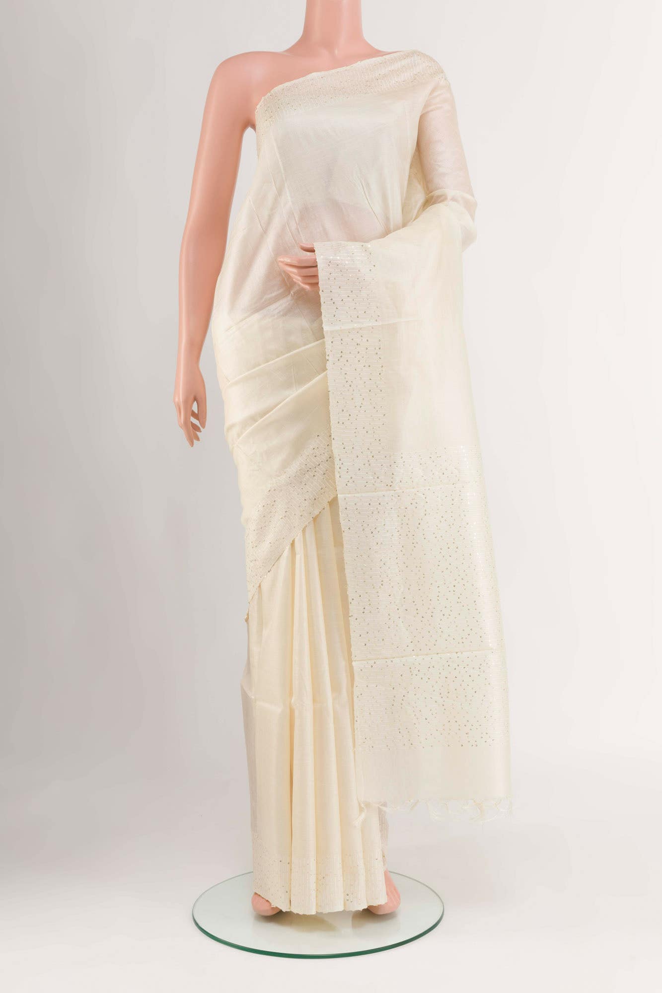 Off White Tussar Saree