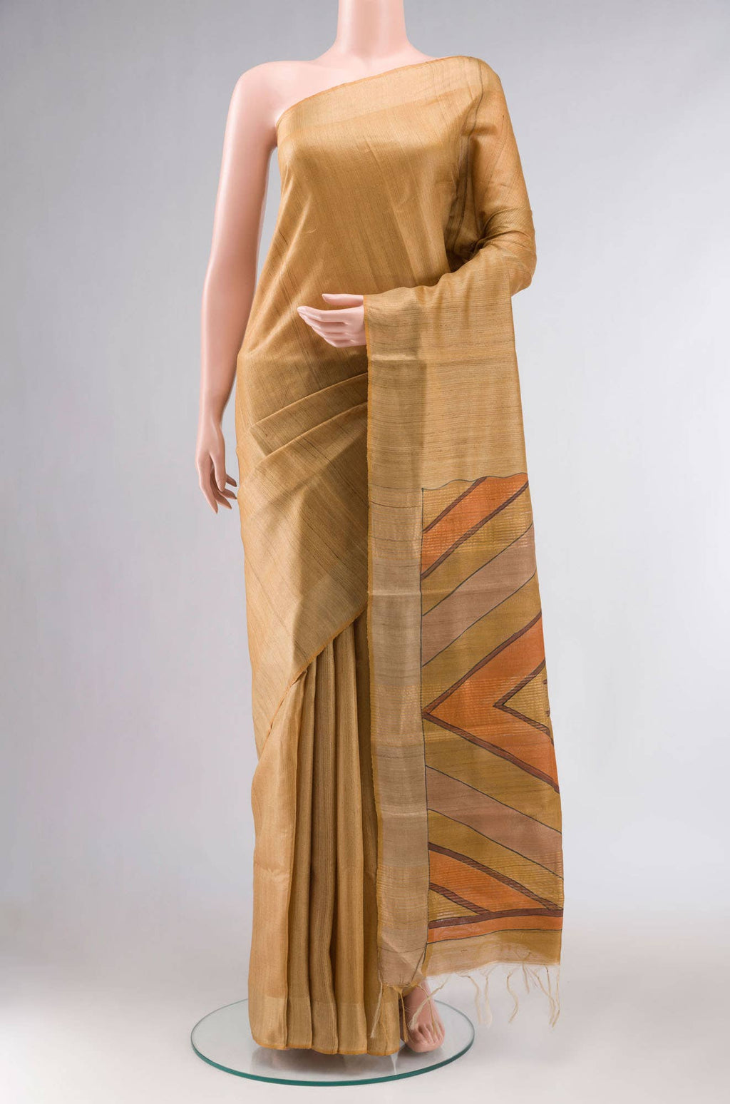 Mustard Bhagalpuri Tussar Silk Saree