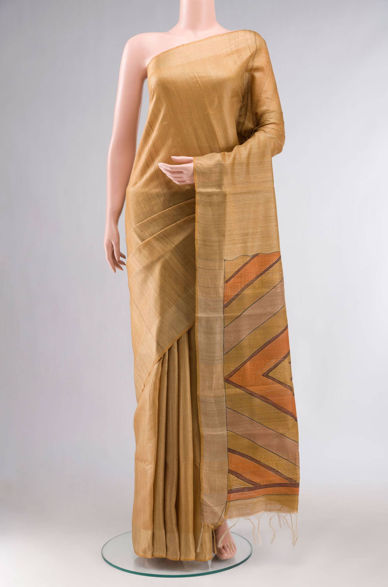Mustard Bhagalpuri Tussar Silk Saree