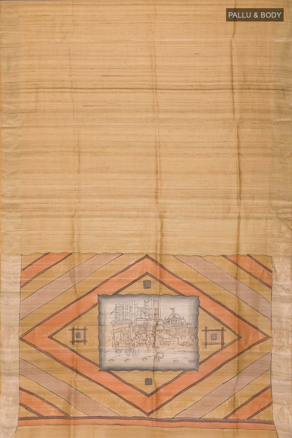 Mustard Bhagalpuri Tussar Silk Saree