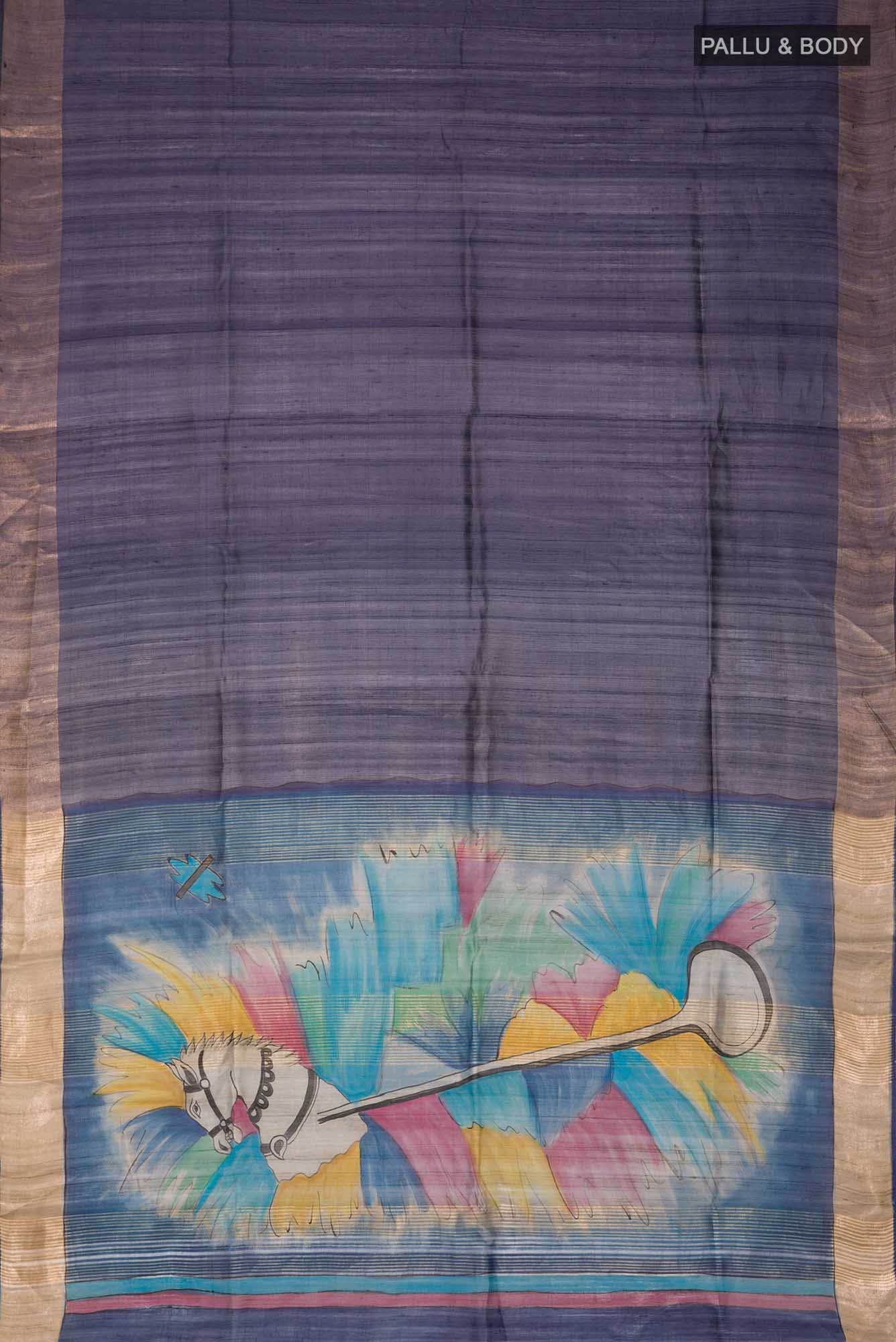 Violet Bhagalpuri Tussar Silk Saree