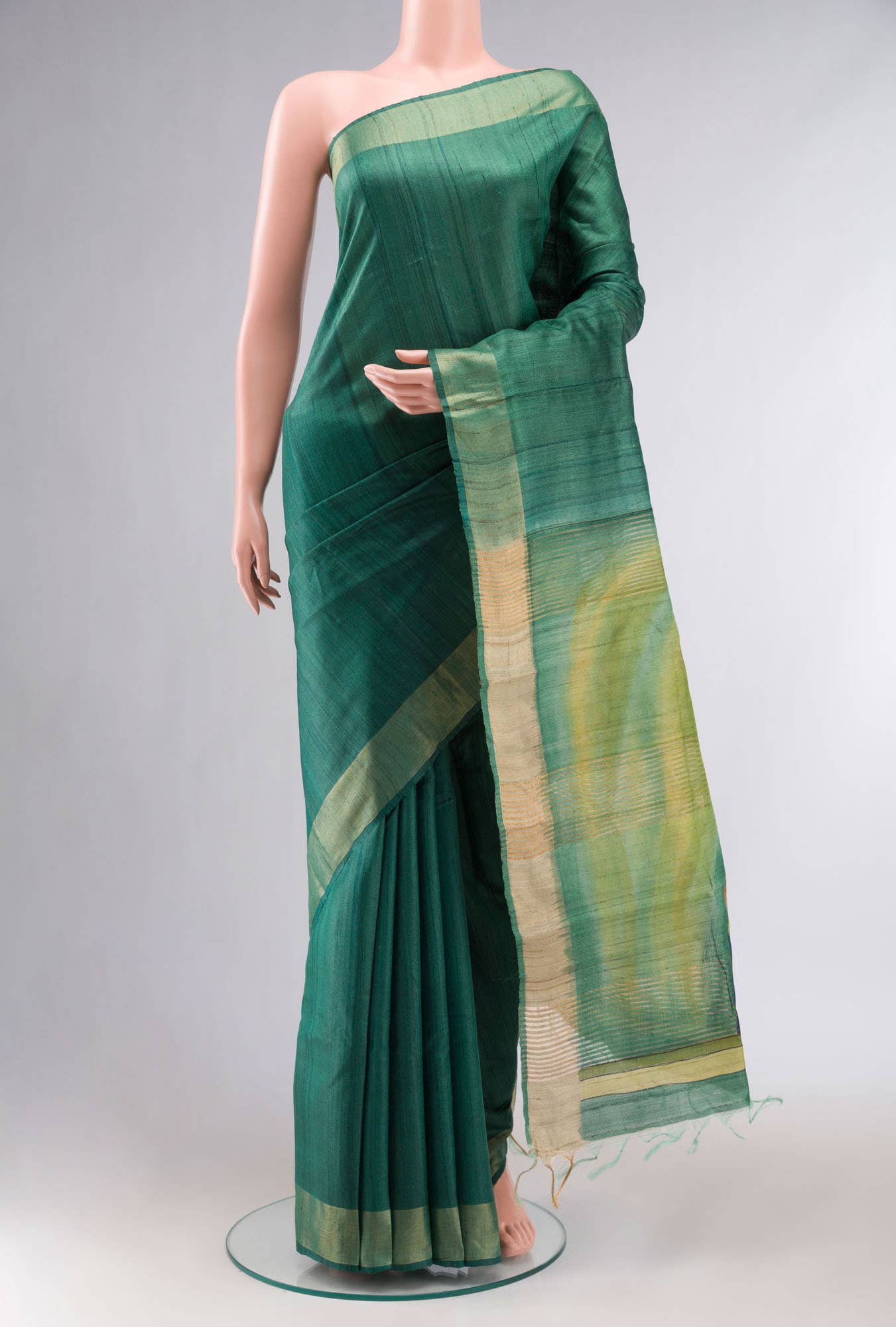 Green Bhagalpuri Tussar Silk Saree